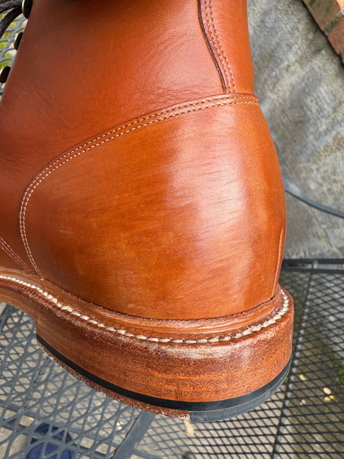 Photo by ridepaso on April 2, 2025 of the Grant Stone Diesel Boot in Badalassi Carlo Saddle Tan Minerva.