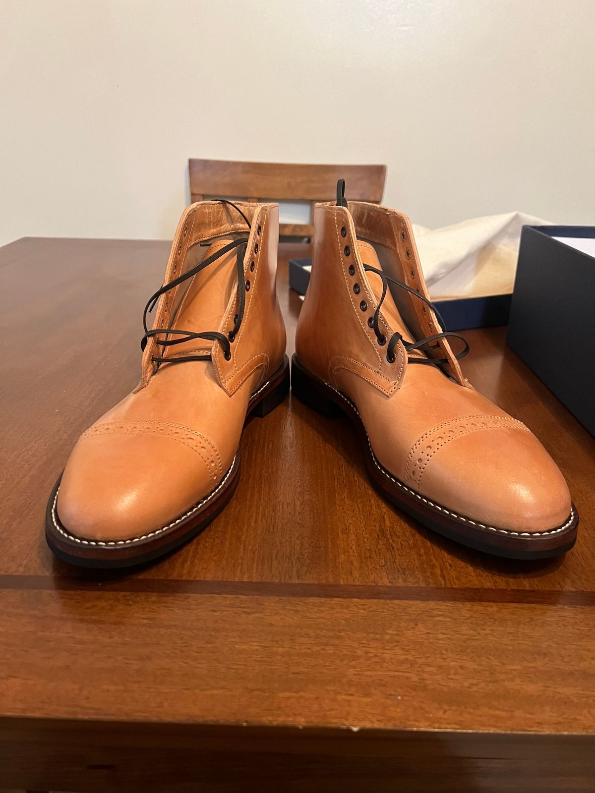 Photo by ridepaso on December 18, 2023 of the Oak Street Bootmakers Lakeshore Boot in Maryam Natural Horsebutt.