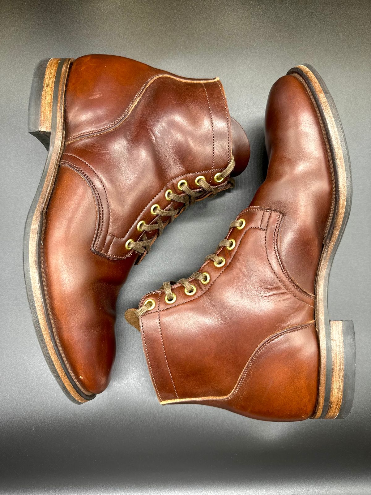 Photo by turns31 on December 1, 2022 of the Viberg Service Boot in Horween Brown Chromexcel.