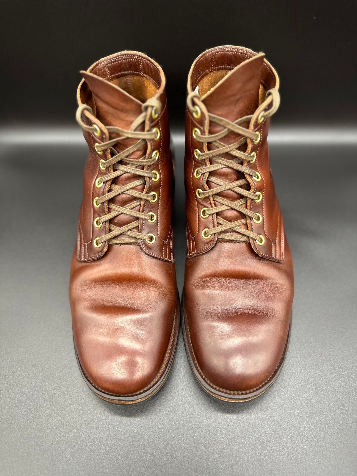 Photo by turns31 on December 1, 2022 of the Viberg Service Boot in Horween Brown Chromexcel.