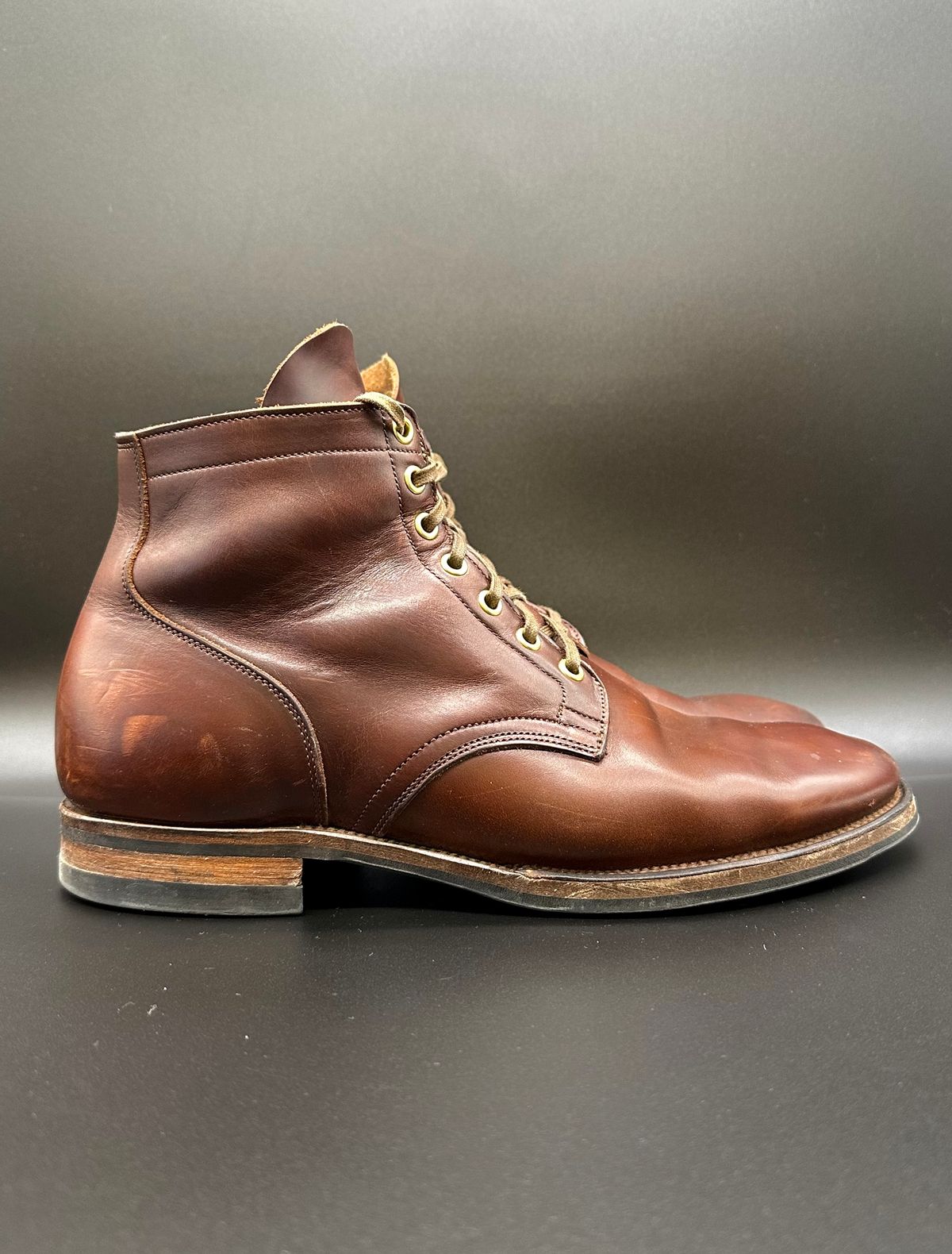 Photo by turns31 on February 1, 2023 of the Viberg Service Boot in Horween Brown Chromexcel.