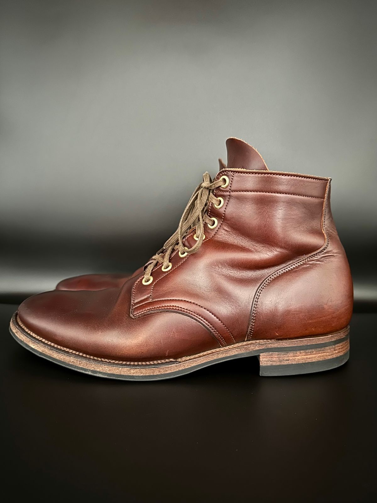 Photo by turns31 on April 1, 2023 of the Viberg Service Boot in Horween Brown Chromexcel.