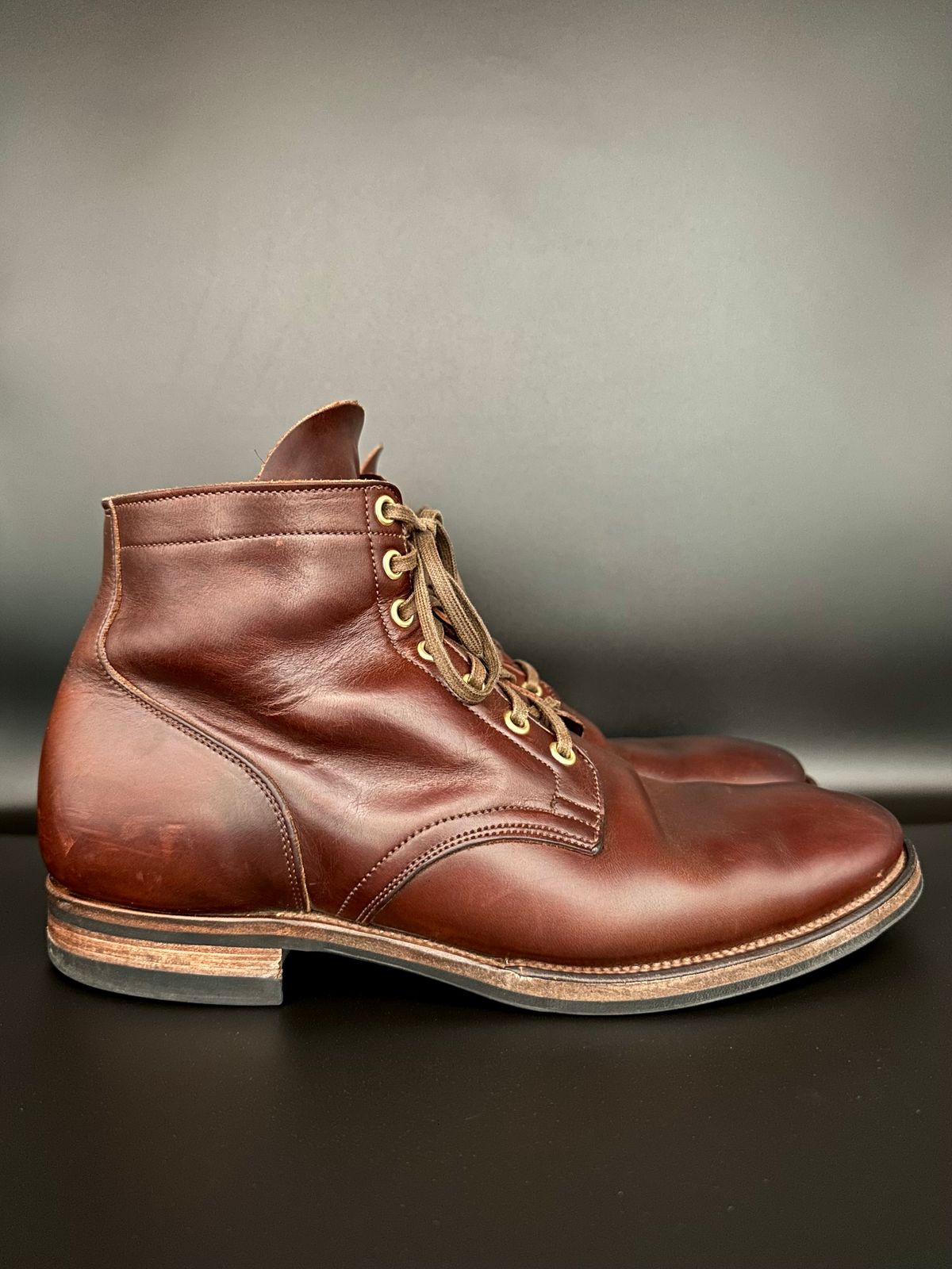 Photo by turns31 on April 1, 2023 of the Viberg Service Boot in Horween Brown Chromexcel.