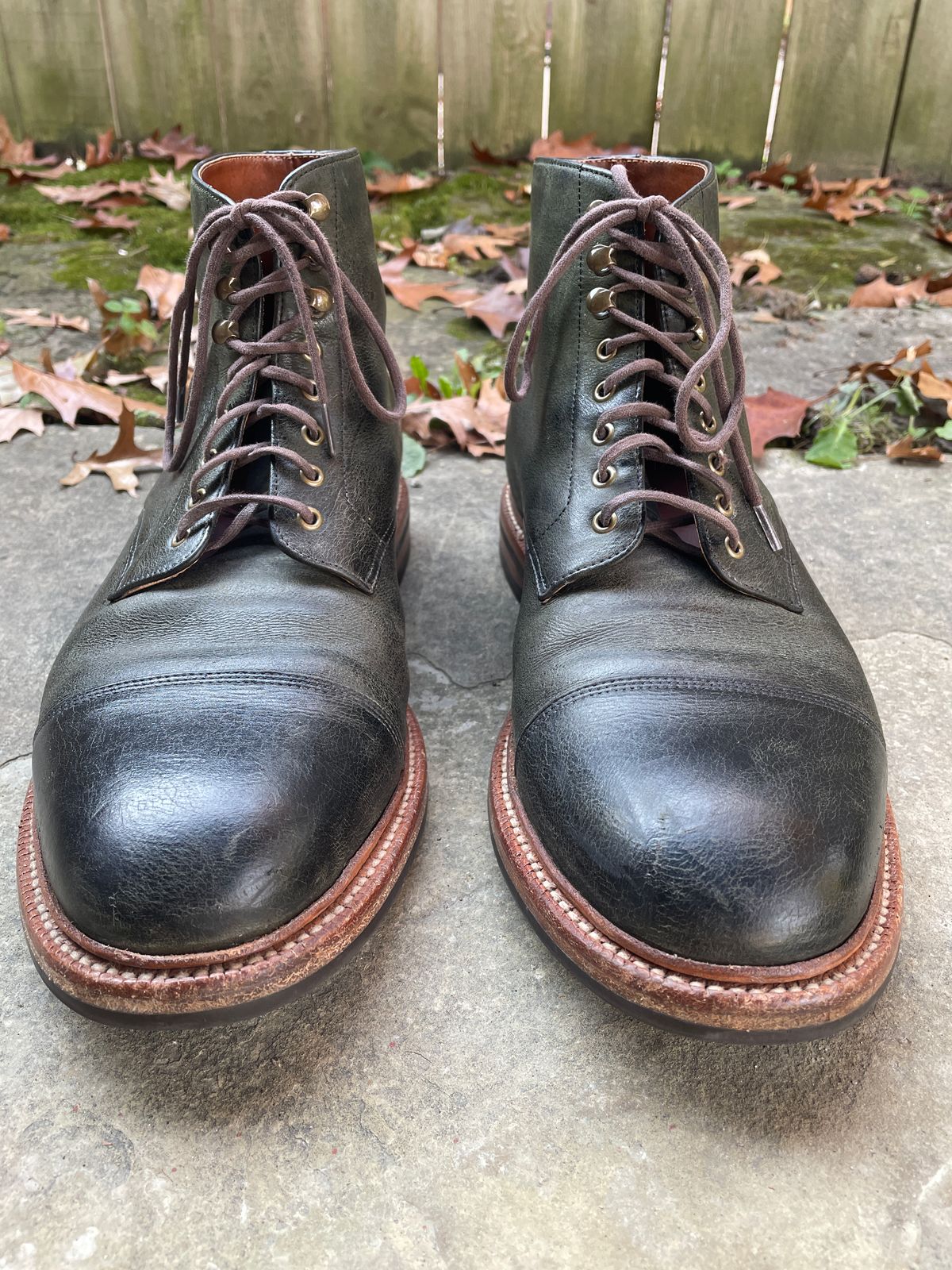 Photo by ungulated on November 5, 2023 of the Grant Stone Cap Toe Boot in C.F. Stead Forest Kudu.