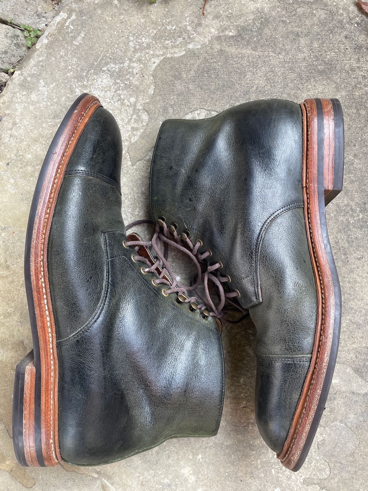 Photo by ungulated on November 5, 2023 of the Grant Stone Cap Toe Boot in C.F. Stead Forest Kudu.