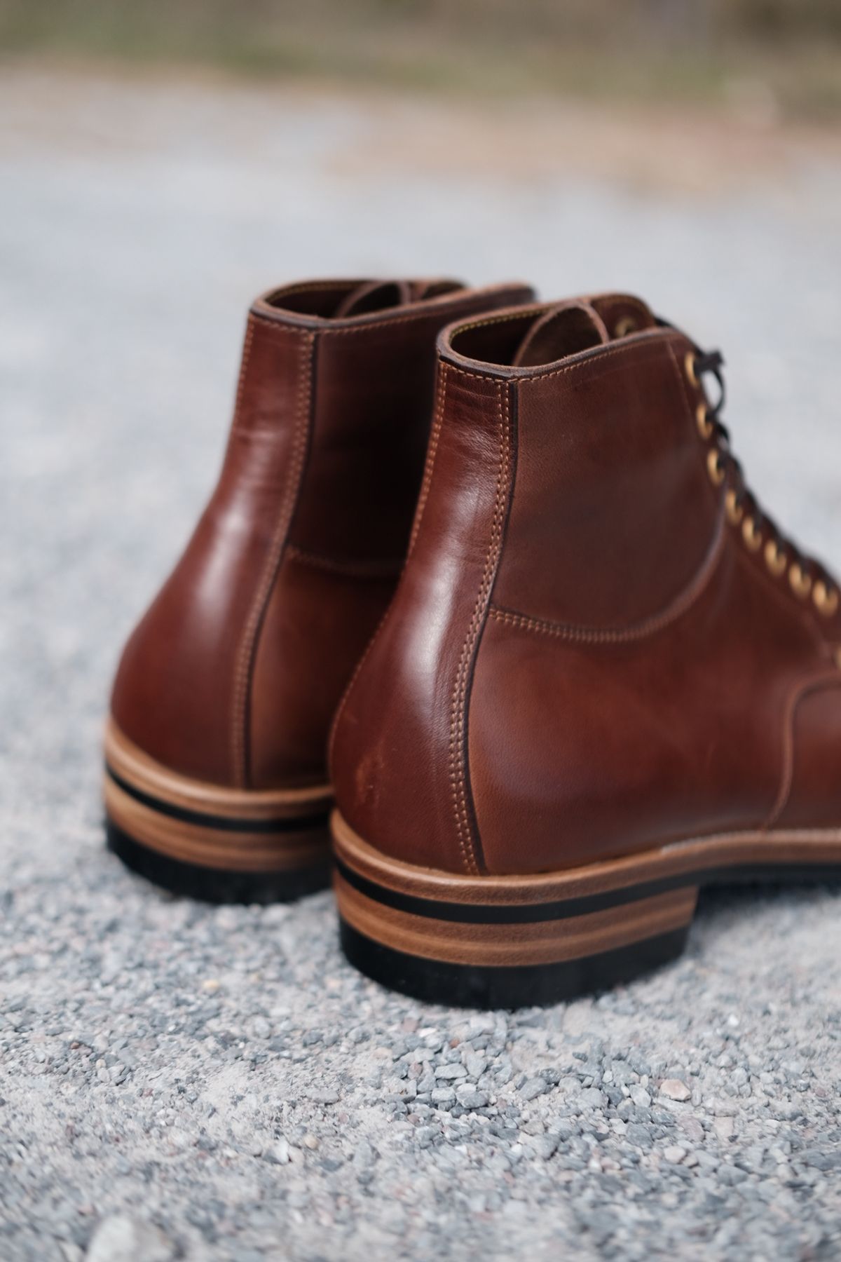 Photo by tichoblanco on October 15, 2024 of the Østmo X Iron Boots Type 1 Service Boot in Maryam Vachetta Marrone Horsehide.