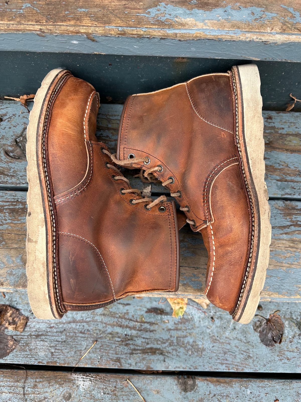 Photo by scratch.awl on December 3, 2023 of the Red Wing 6-Inch Classic Moc in S.B. Foot Copper Rough and Tough.