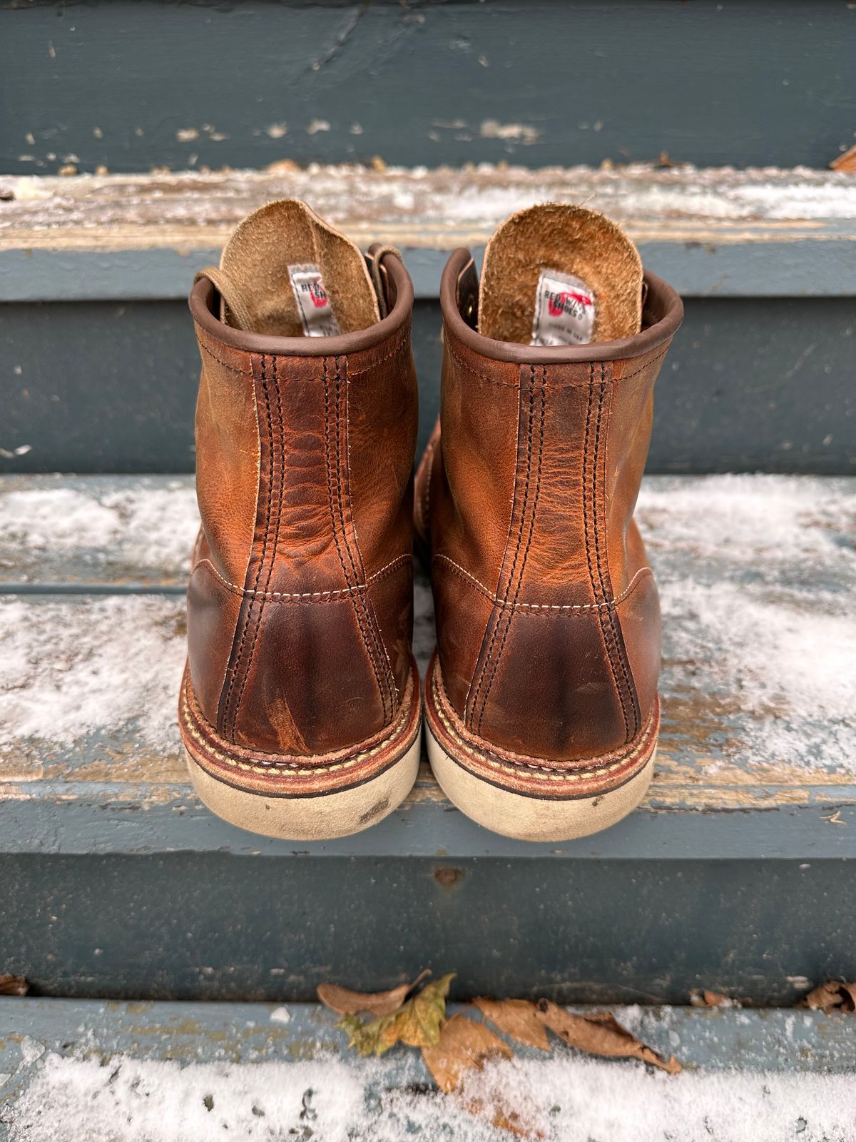 Photo by scratch.awl on January 4, 2024 of the Red Wing 6-Inch Classic Moc in S.B. Foot Copper Rough and Tough.