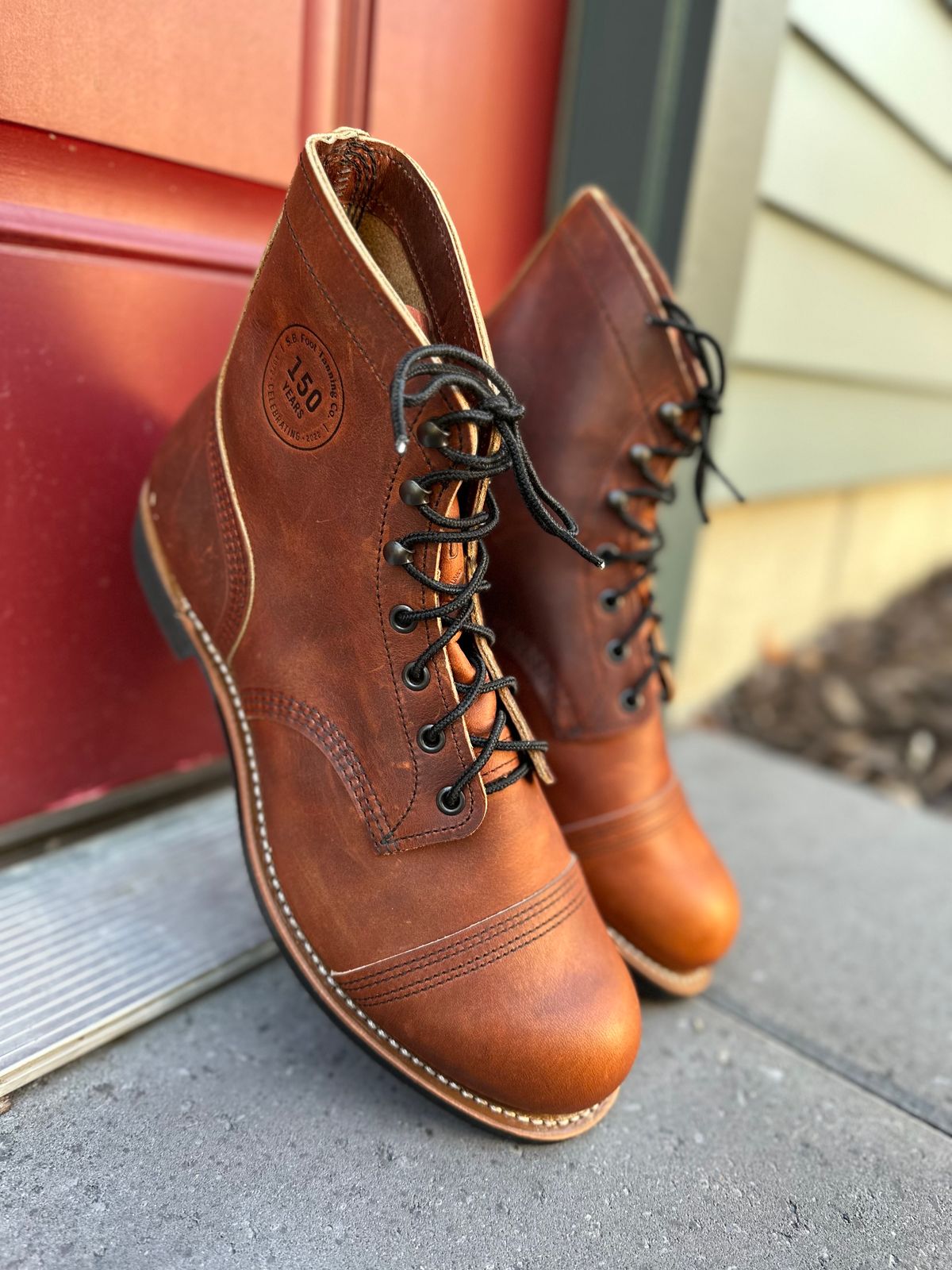 Photo by scratch.awl on October 1, 2023 of the Red Wing Iron Ranger in S.B. Foot Oro-Harness.