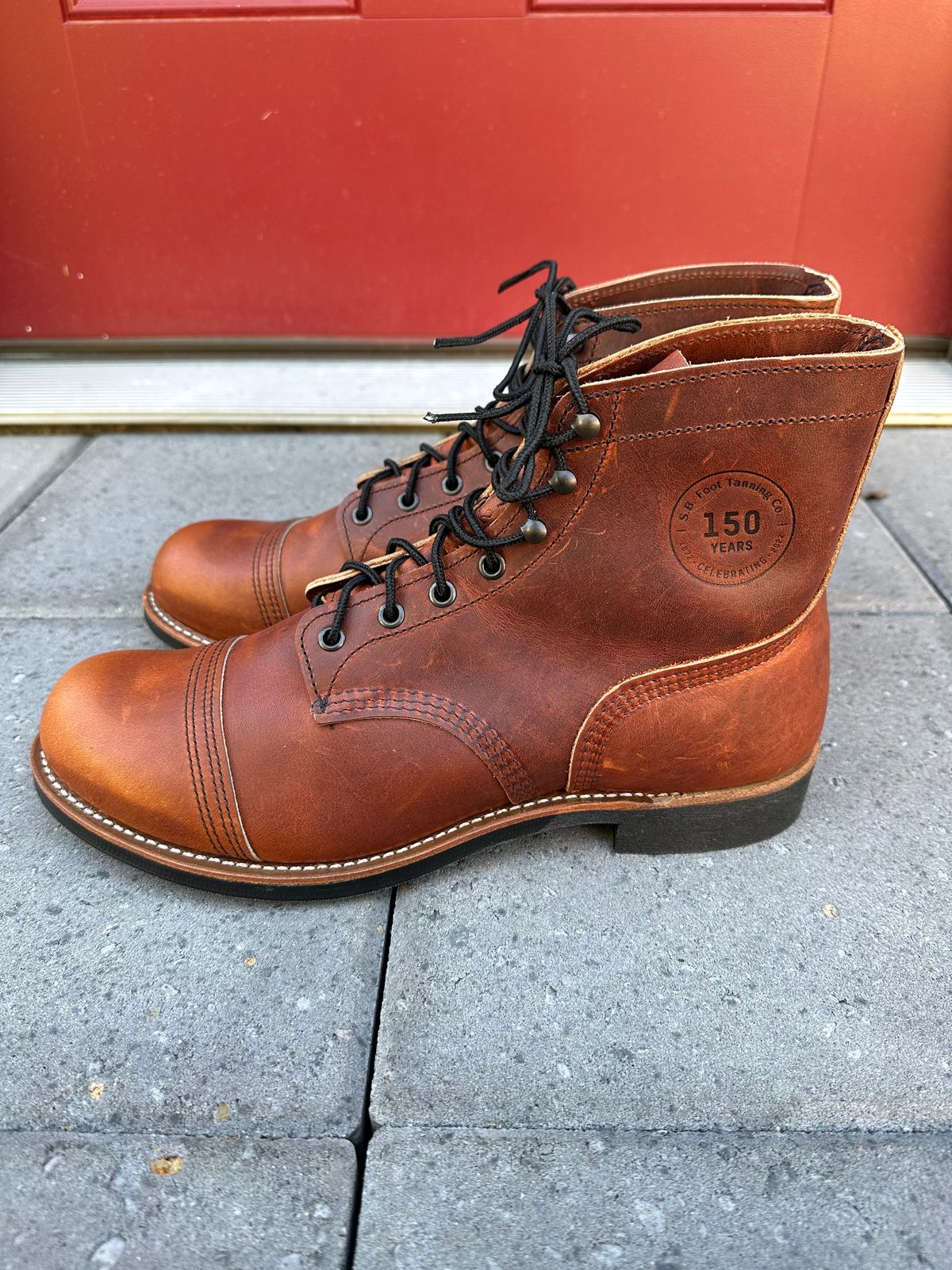 Photo by scratch.awl on October 1, 2023 of the Red Wing Iron Ranger in S.B. Foot Oro-Harness.