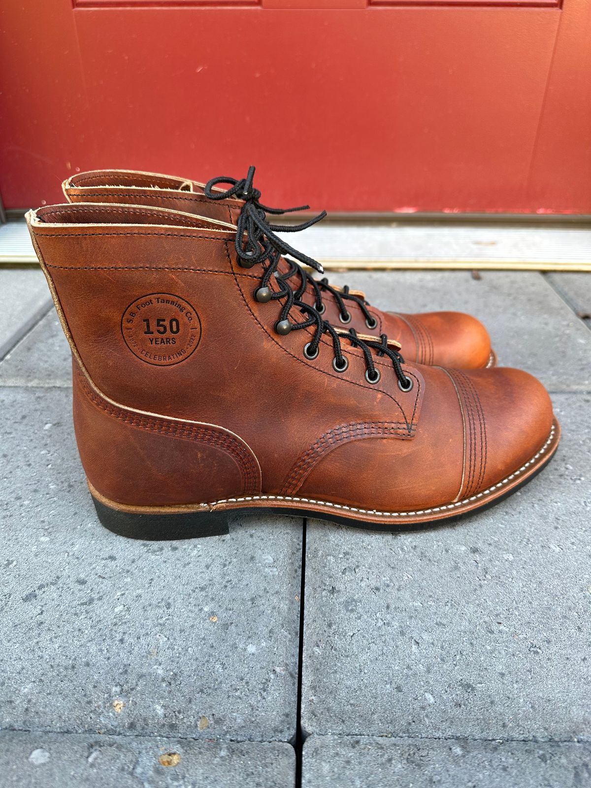 Photo by scratch.awl on October 1, 2023 of the Red Wing Iron Ranger in S.B. Foot Oro-Harness.