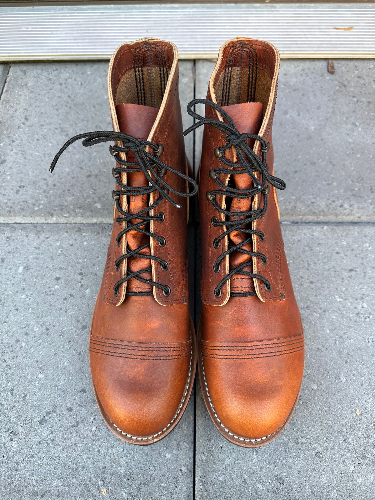 Photo by scratch.awl on October 1, 2023 of the Red Wing Iron Ranger in S.B. Foot Oro-Harness.