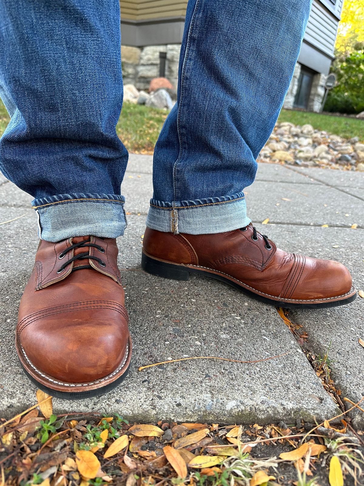 Photo by scratch.awl on October 11, 2023 of the Red Wing Iron Ranger in S.B. Foot Oro-Harness.