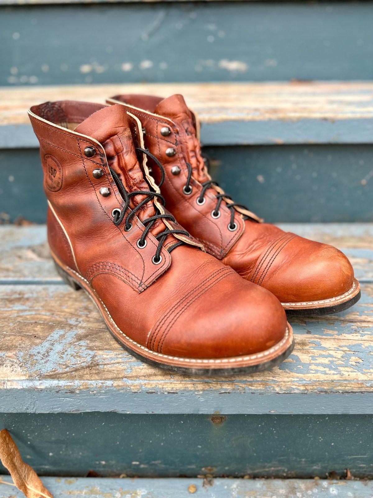 Photo by scratch.awl on November 3, 2023 of the Red Wing Iron Ranger in S.B. Foot Oro-Harness.