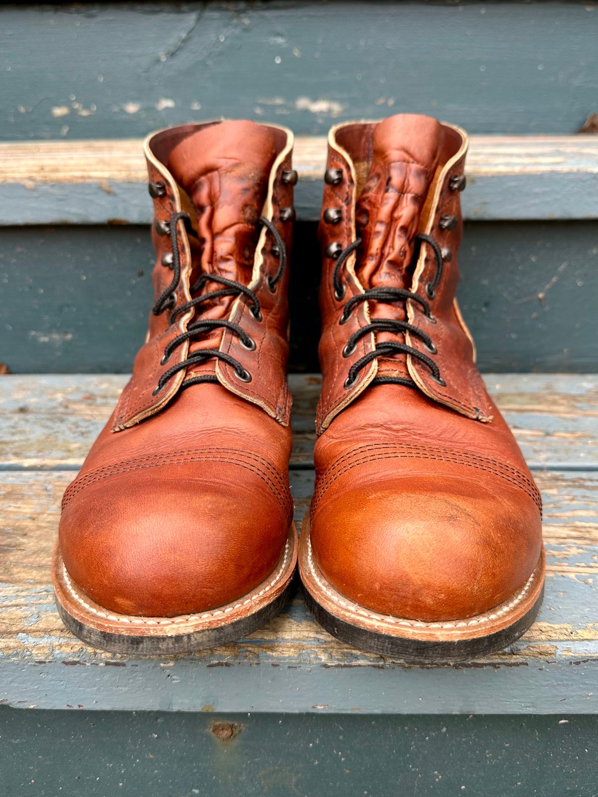 Photo by scratch.awl on November 3, 2023 of the Red Wing Iron Ranger in S.B. Foot Oro-Harness.