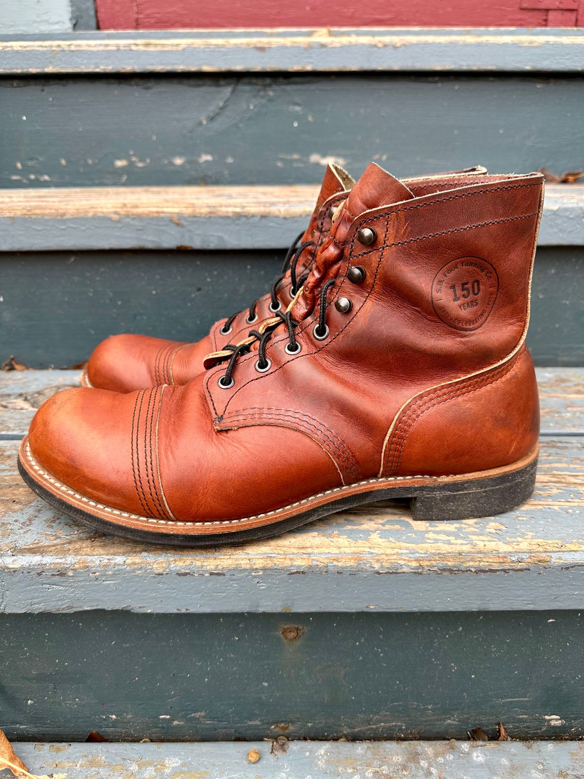 Photo by scratch.awl on November 3, 2023 of the Red Wing Iron Ranger in S.B. Foot Oro-Harness.