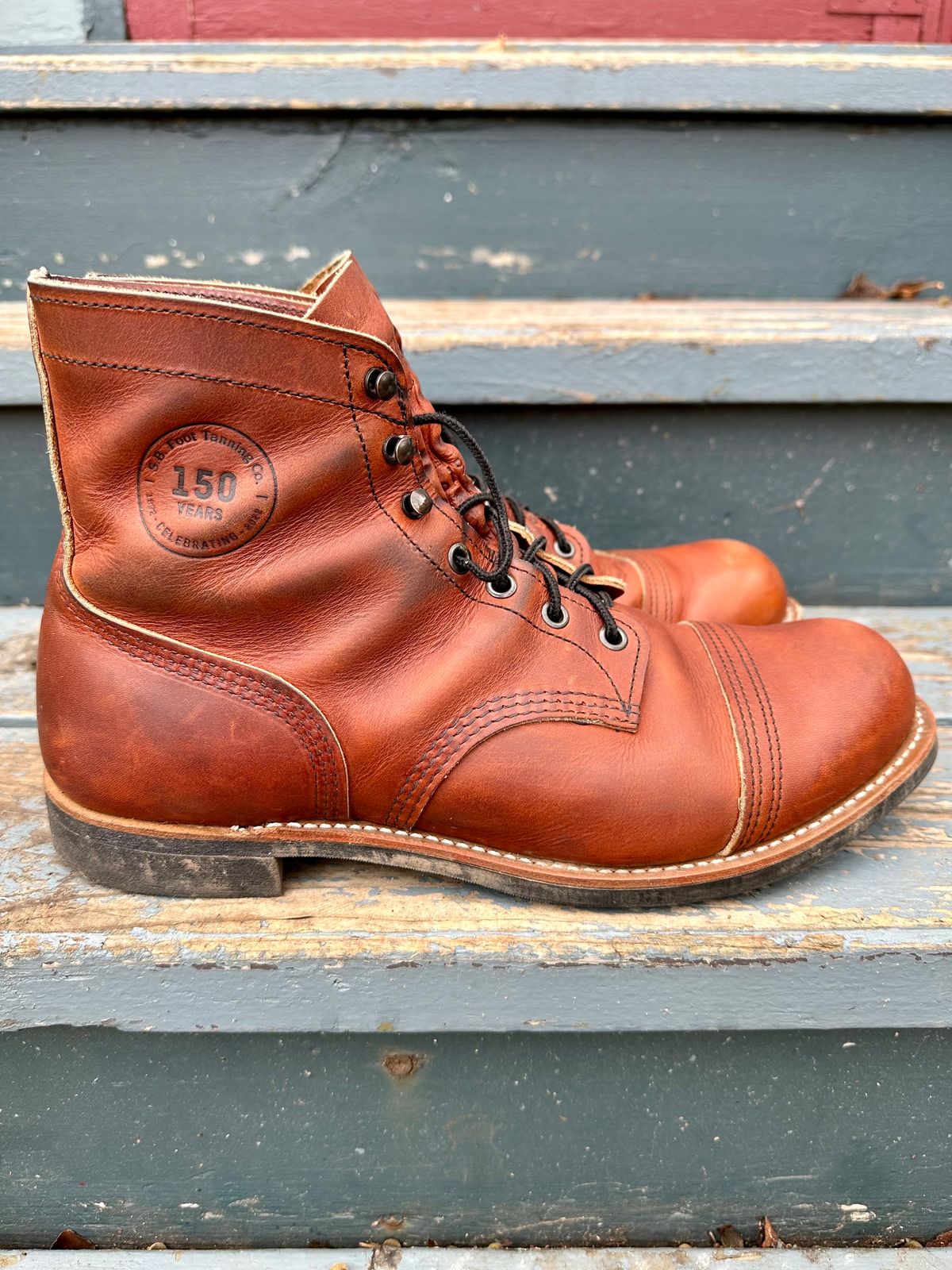 Photo by scratch.awl on November 3, 2023 of the Red Wing Iron Ranger in S.B. Foot Oro-Harness.