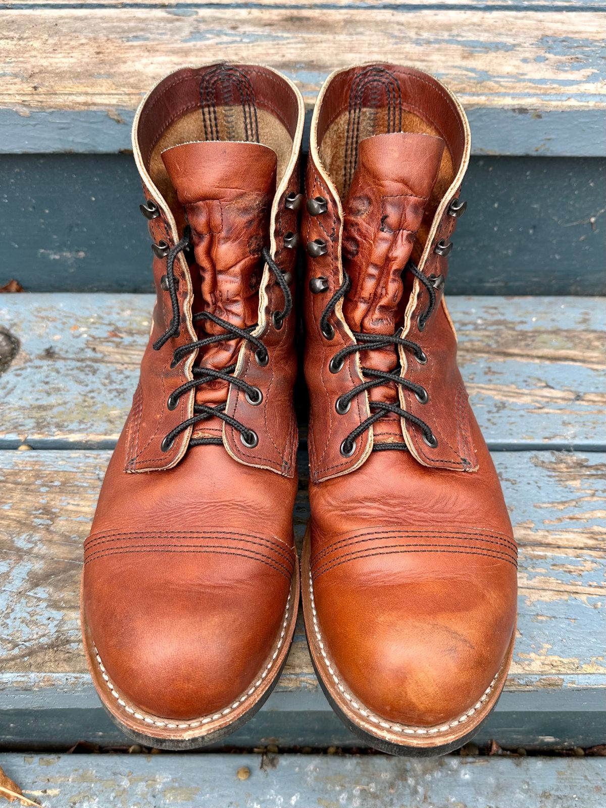Photo by scratch.awl on November 3, 2023 of the Red Wing Iron Ranger in S.B. Foot Oro-Harness.