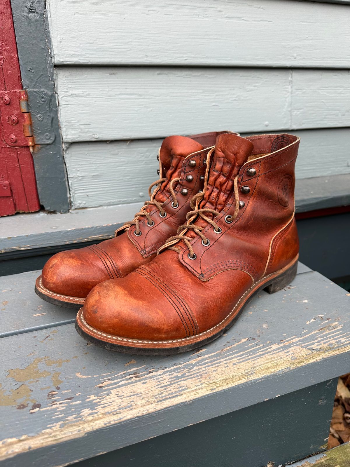 Photo by scratch.awl on December 3, 2023 of the Red Wing Iron Ranger in S.B. Foot Oro-Harness.