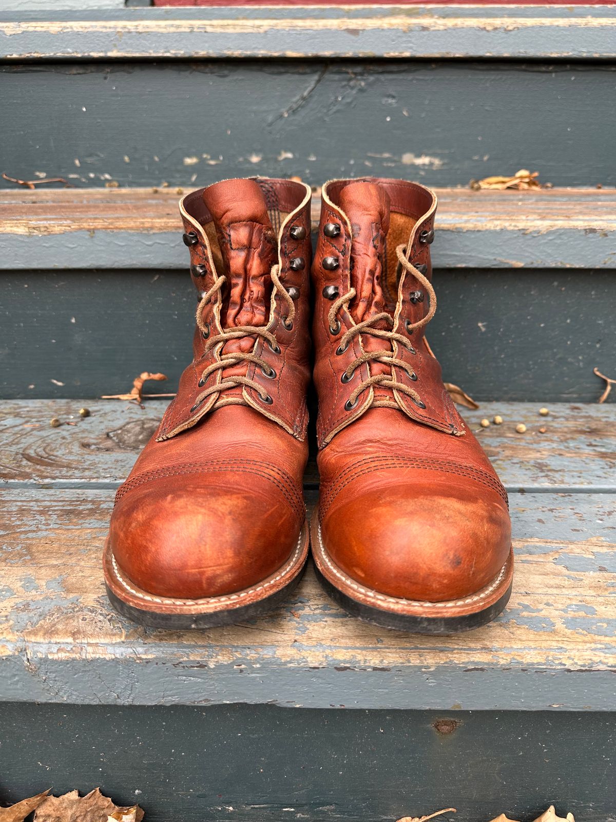 Photo by scratch.awl on December 3, 2023 of the Red Wing Iron Ranger in S.B. Foot Oro-Harness.