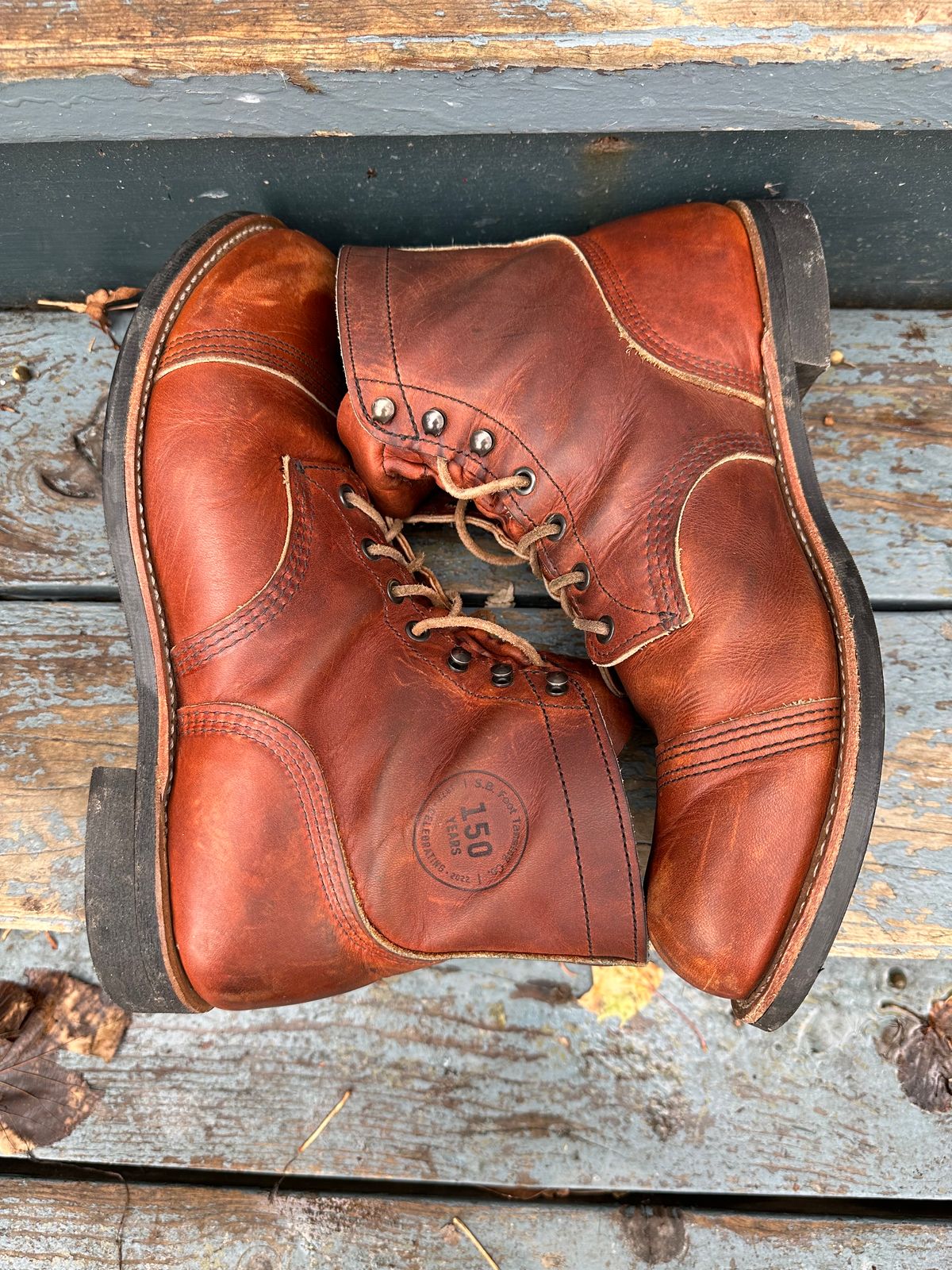 Photo by scratch.awl on December 3, 2023 of the Red Wing Iron Ranger in S.B. Foot Oro-Harness.