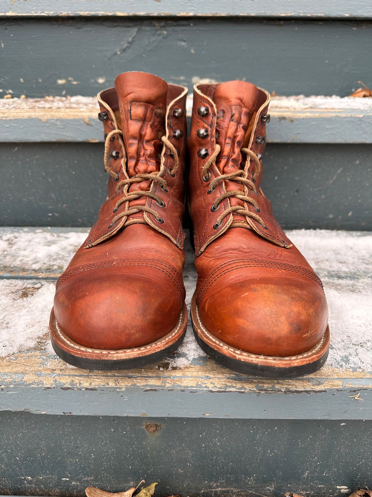 Photo by scratch.awl on January 4, 2024 of the Red Wing Iron Ranger in S.B. Foot Oro-Harness.