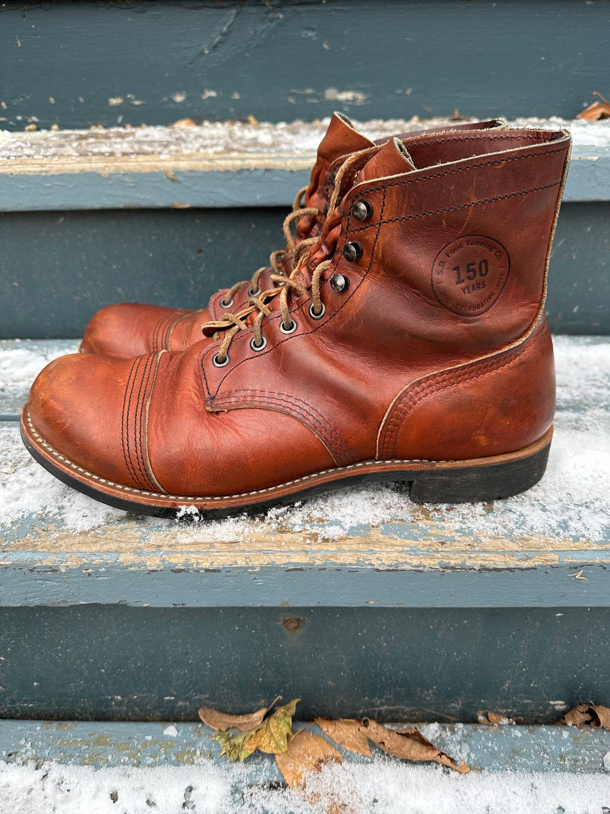 Photo by scratch.awl on January 4, 2024 of the Red Wing Iron Ranger in S.B. Foot Oro-Harness.