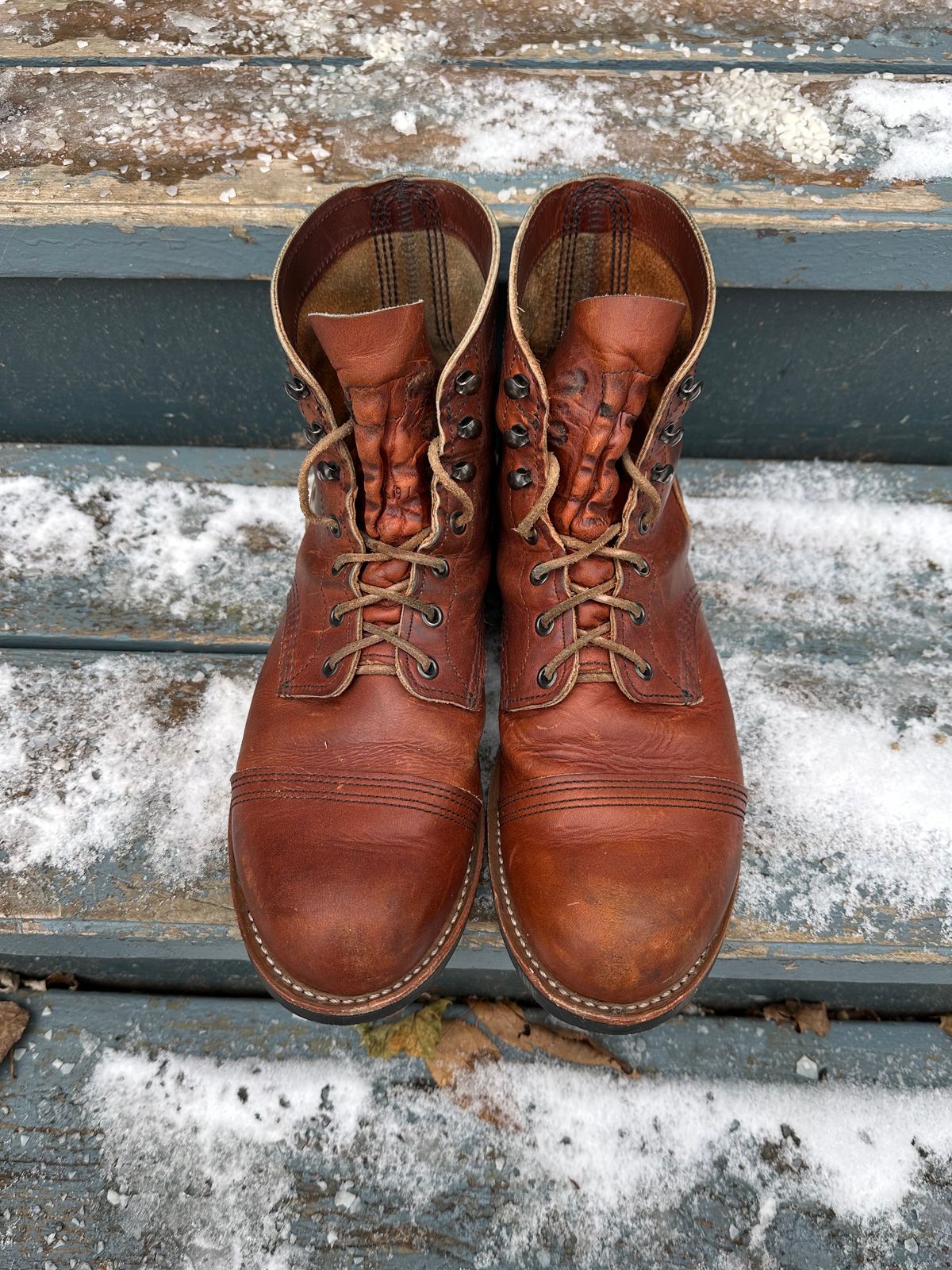 Photo by scratch.awl on January 4, 2024 of the Red Wing Iron Ranger in S.B. Foot Oro-Harness.
