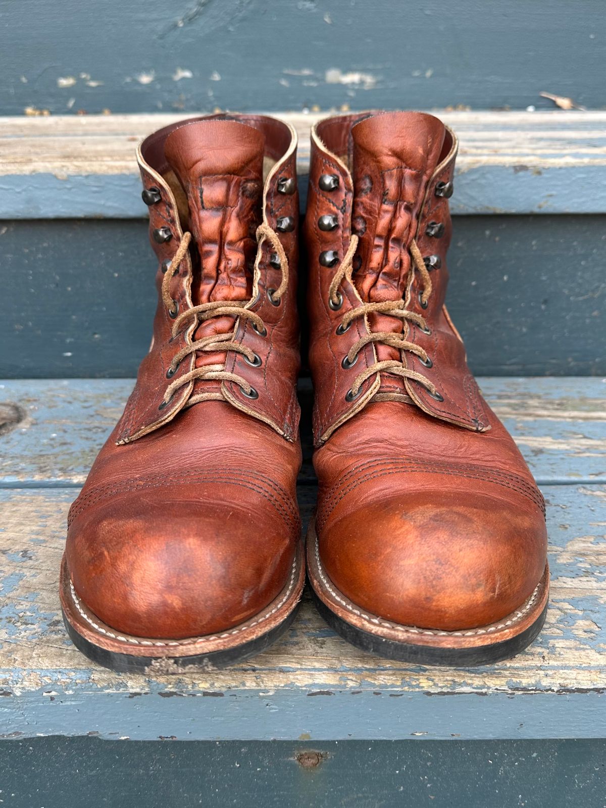 Photo by scratch.awl on February 5, 2024 of the Red Wing Iron Ranger in S.B. Foot Oro-Harness.