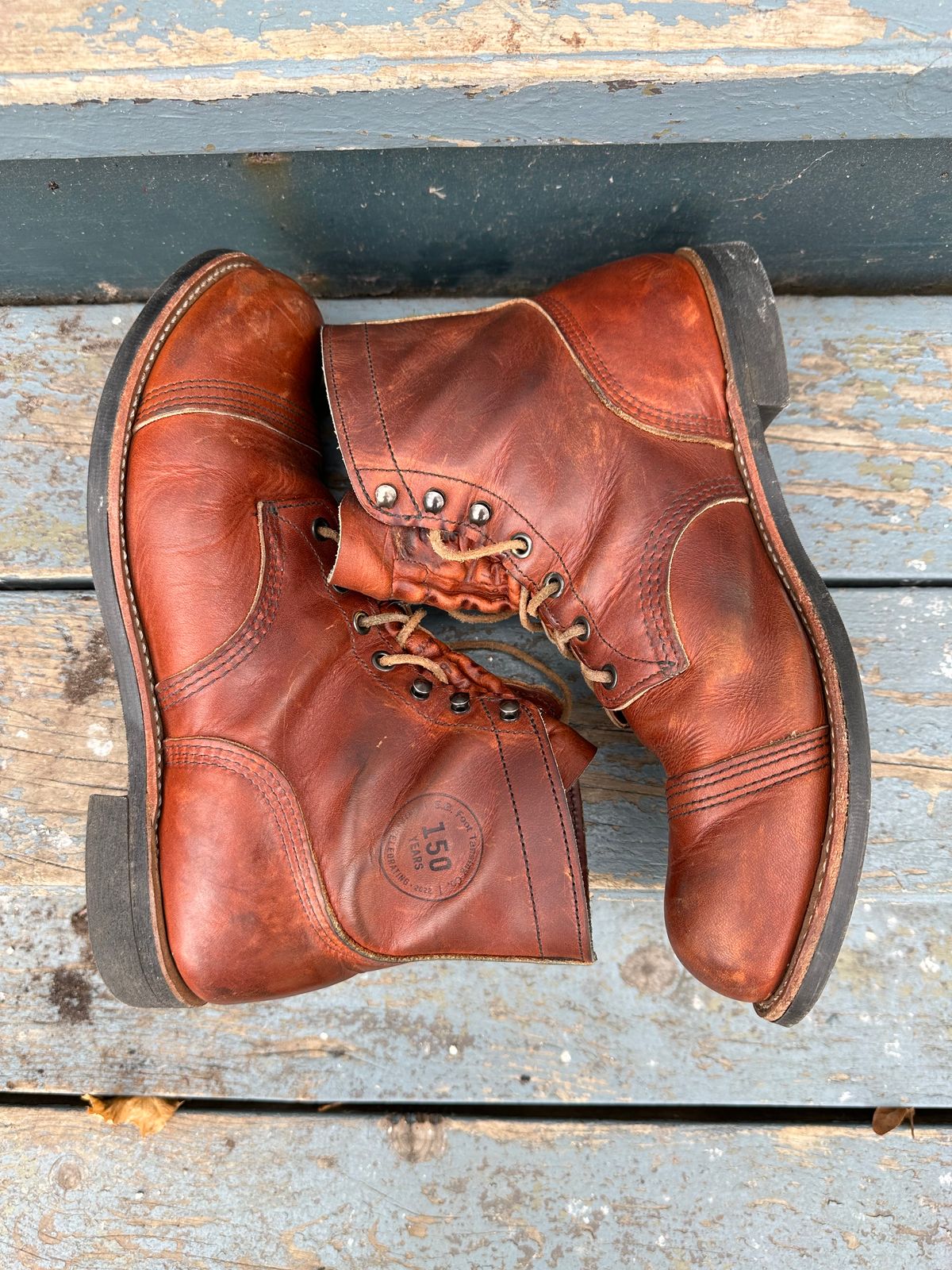 Photo by scratch.awl on March 3, 2024 of the Red Wing Iron Ranger in S.B. Foot Oro-Harness.