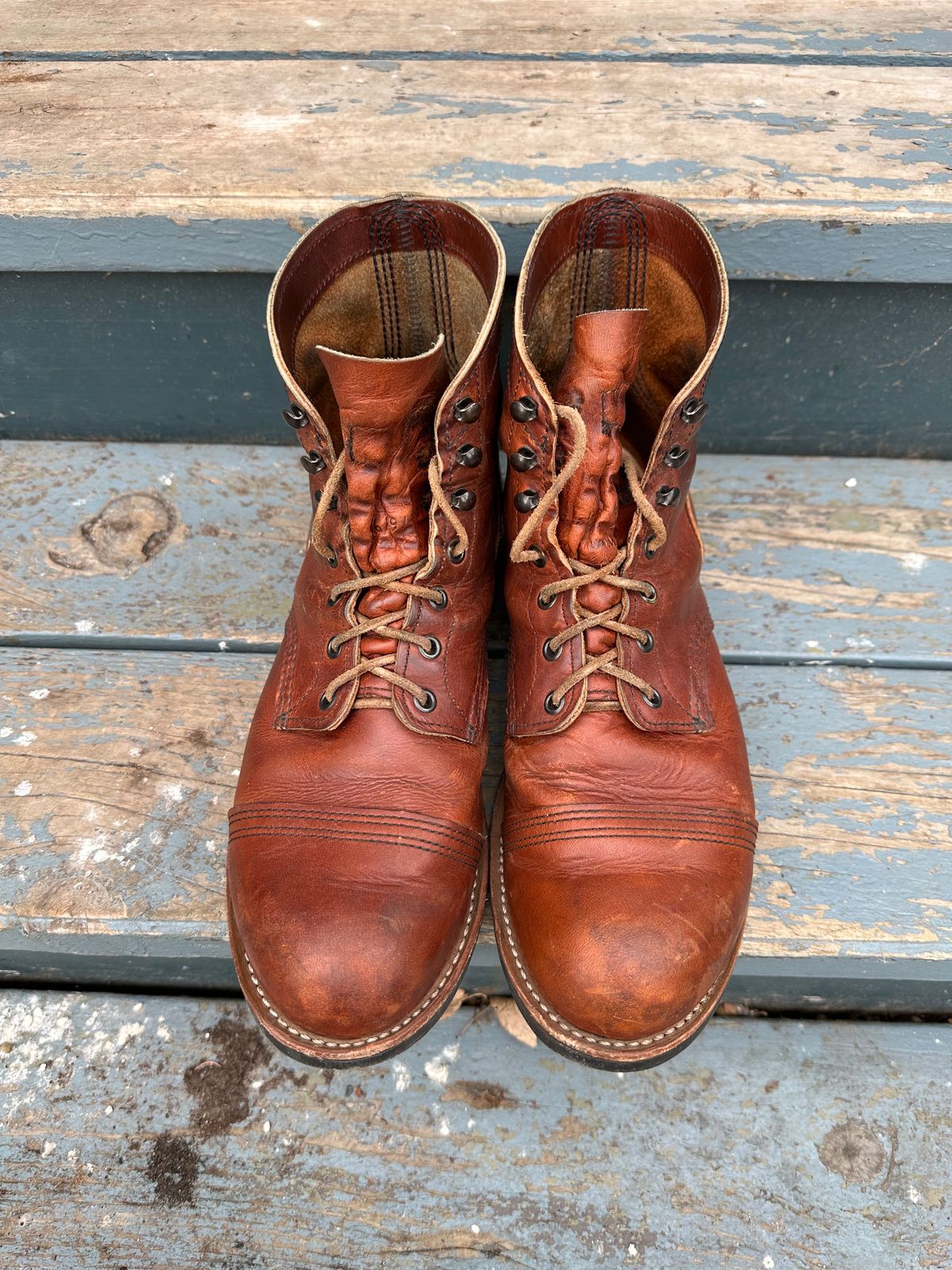 Photo by scratch.awl on March 3, 2024 of the Red Wing Iron Ranger in S.B. Foot Oro-Harness.