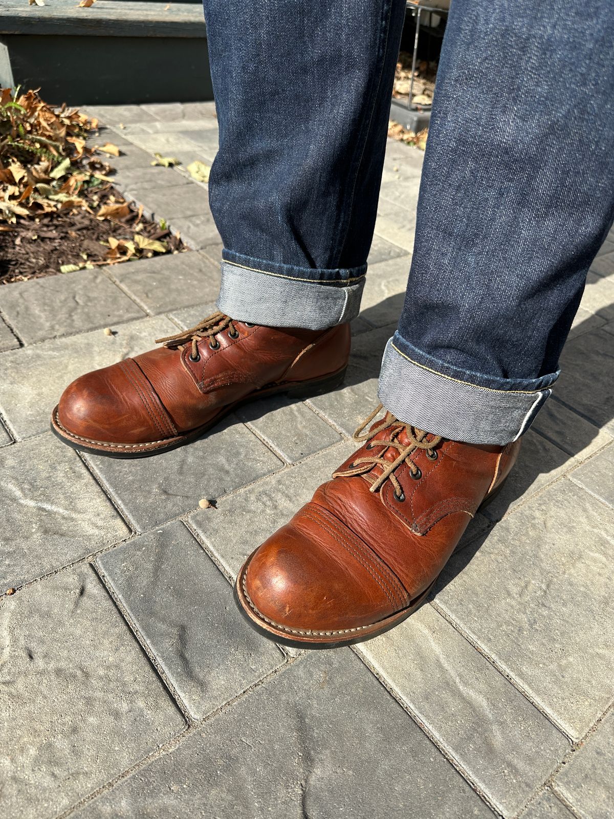 Photo by scratch.awl on October 10, 2024 of the Red Wing Iron Ranger in S.B. Foot Oro-Harness.