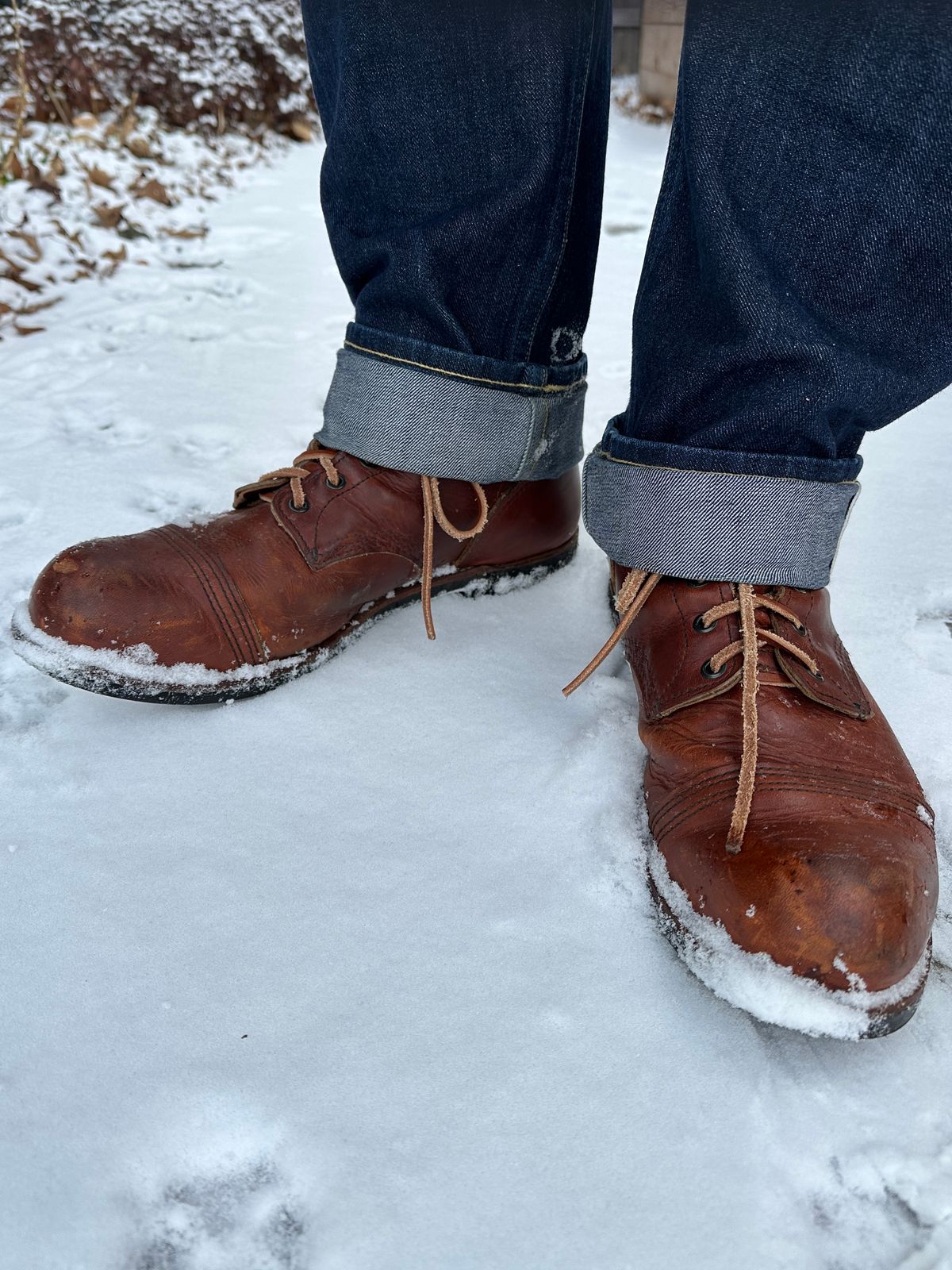 Photo by scratch.awl on December 2, 2024 of the Red Wing Iron Ranger in S.B. Foot Oro-Harness.