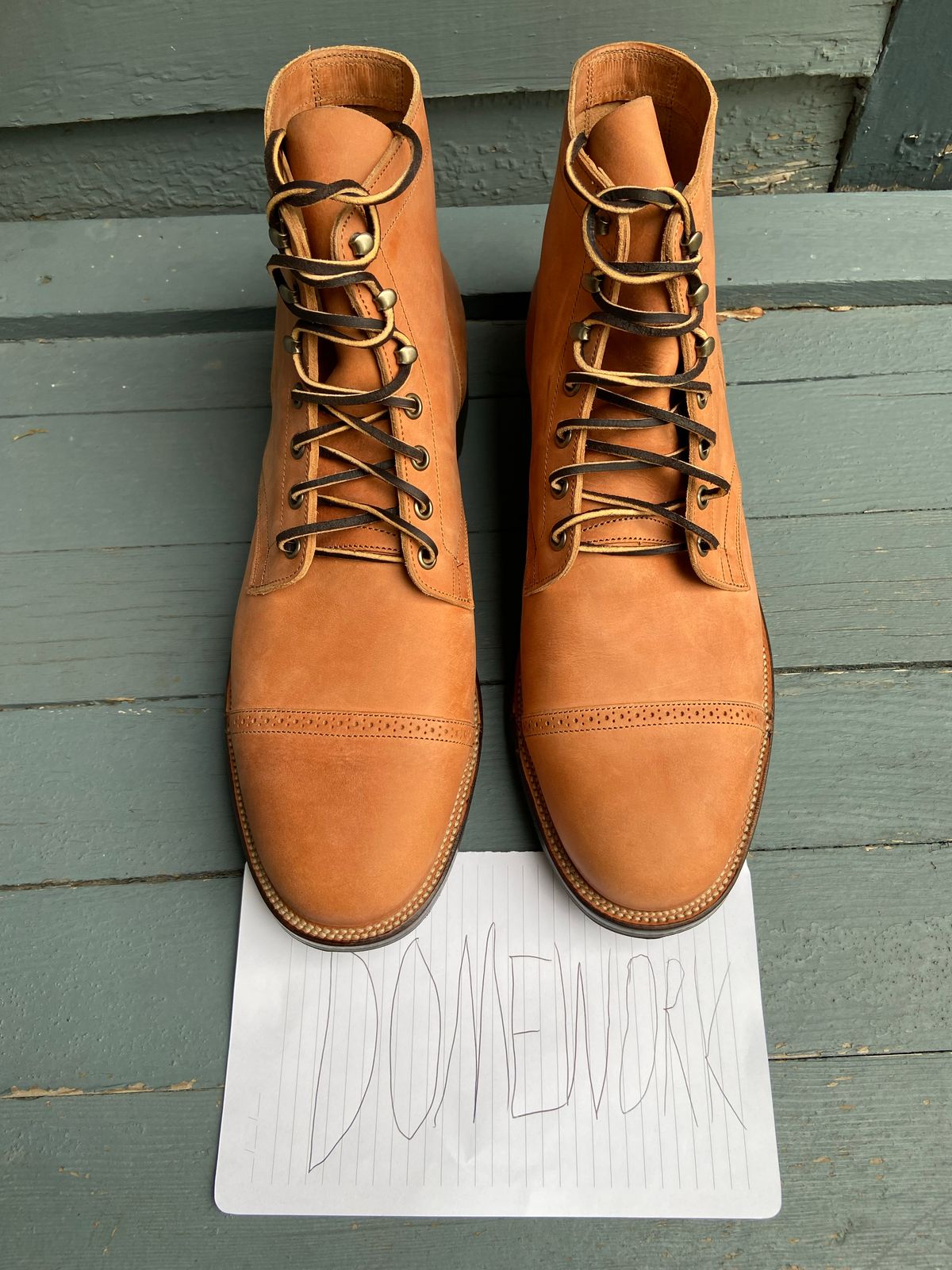 Photo by scratch.awl on October 1, 2022 of the Viberg Service Boot BCT in Maryam Used Cuoio Vitello Calf.