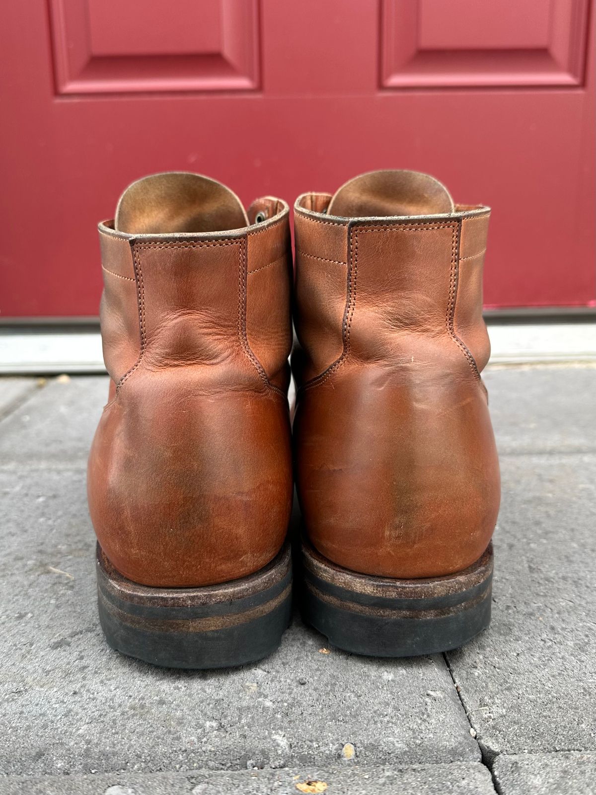 Photo by scratch.awl on April 3, 2023 of the Viberg Service Boot BCT in Maryam Used Cuoio Vitello Calf.