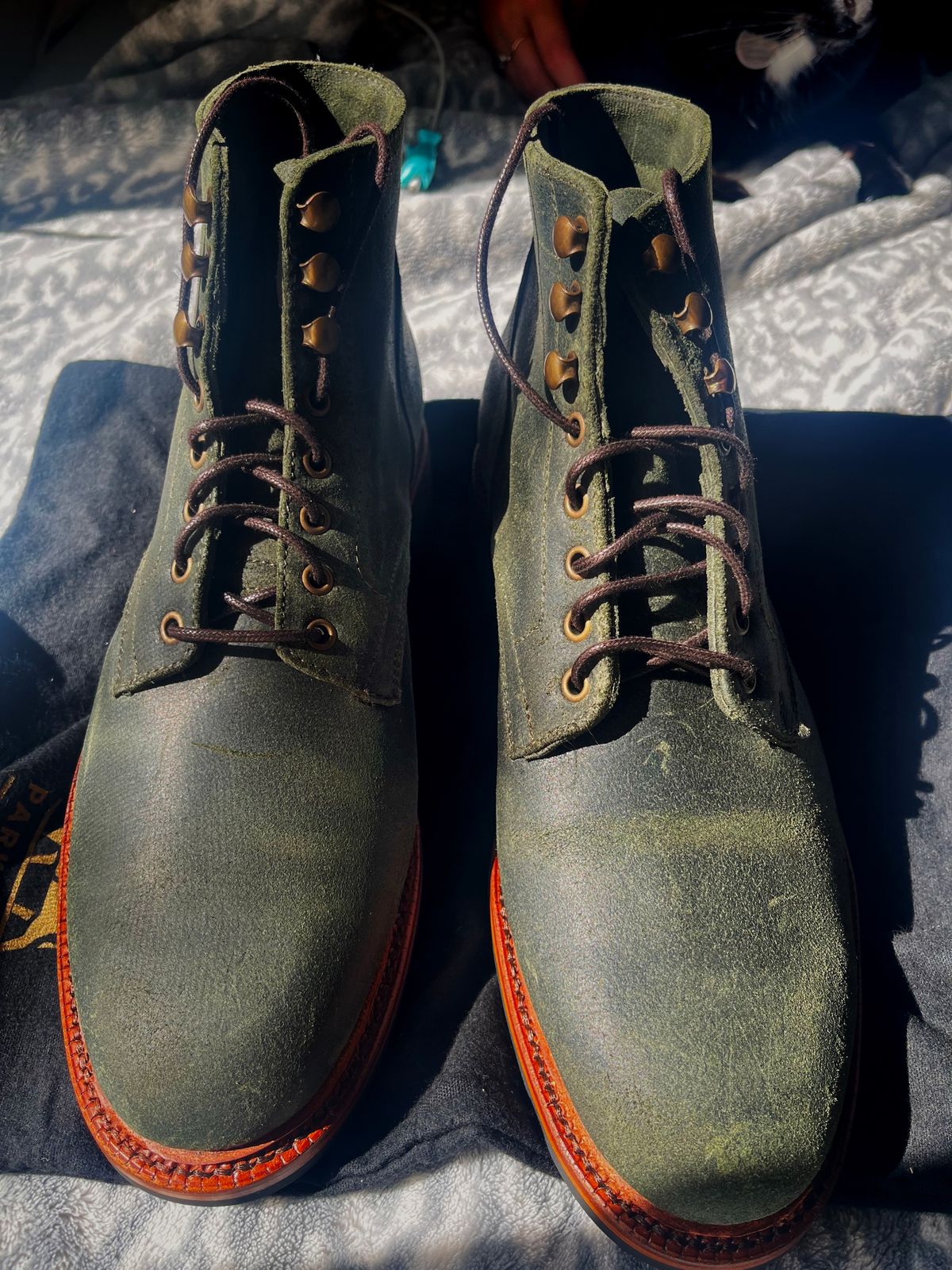 Photo by bijiyesic on October 7, 2023 of the Parkhurst The Allen in C.F. Stead Black Spruce Waxy Commander Suede.