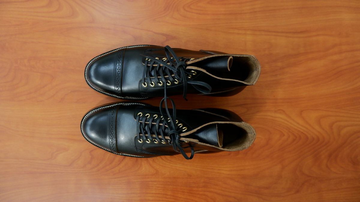 Photo by jarmul22 on October 5, 2022 of the XBXS Land Boots in Horween Black Chromexcel.