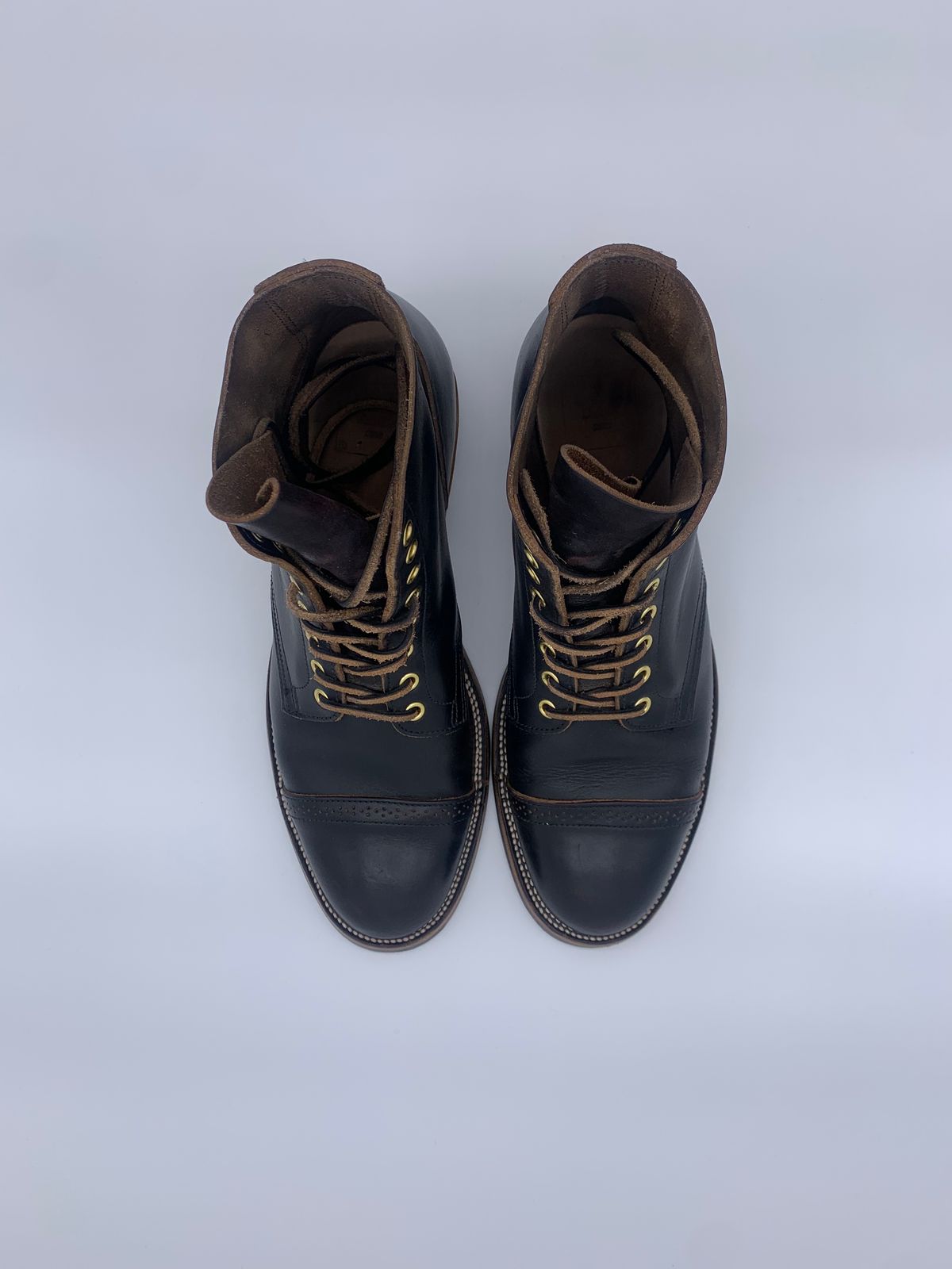 Photo by jarmul22 on January 6, 2023 of the XBXS Land Boots in Horween Black Chromexcel.