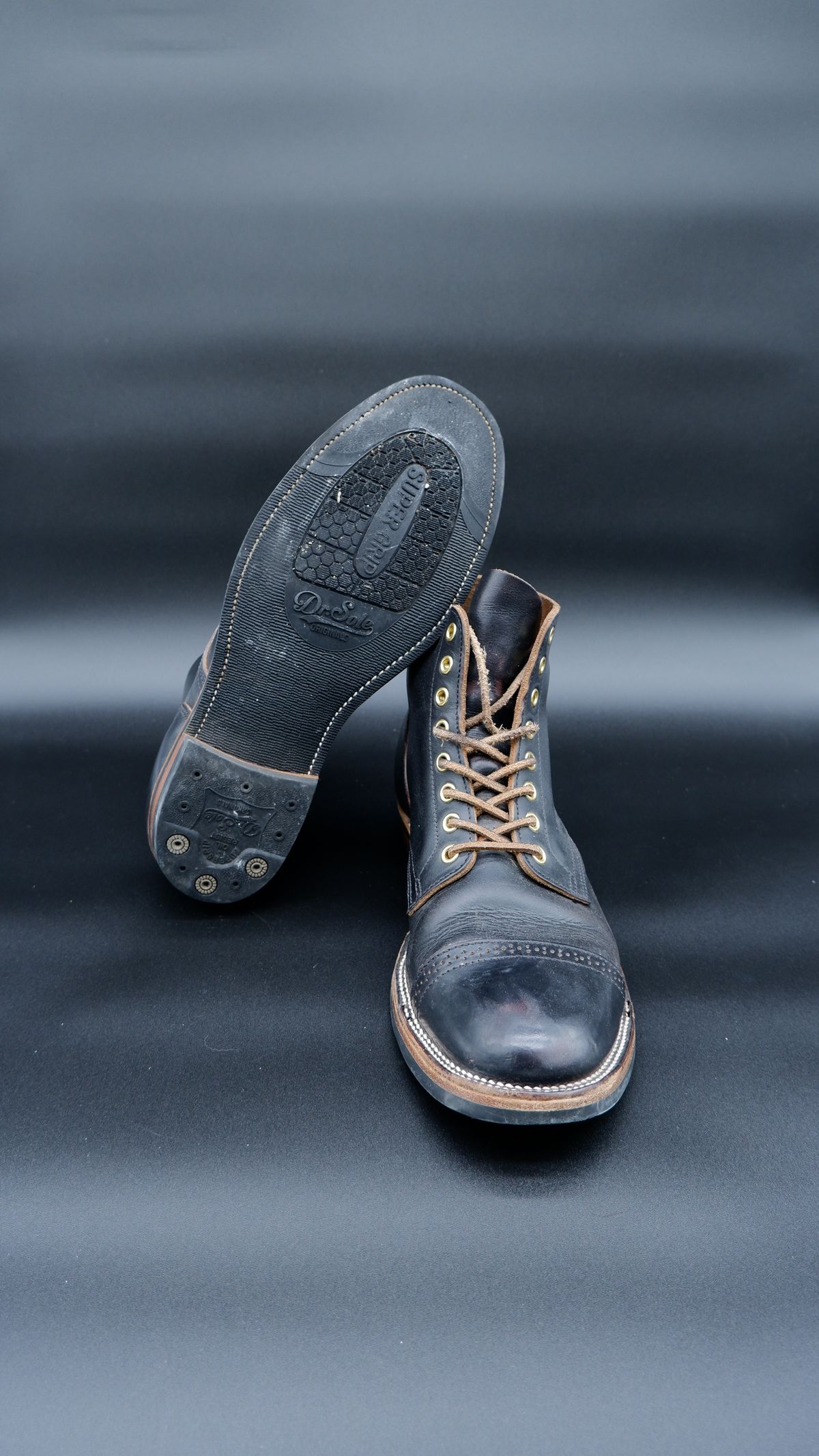 Photo by jarmul22 on February 6, 2023 of the XBXS Land Boots in Horween Black Chromexcel.