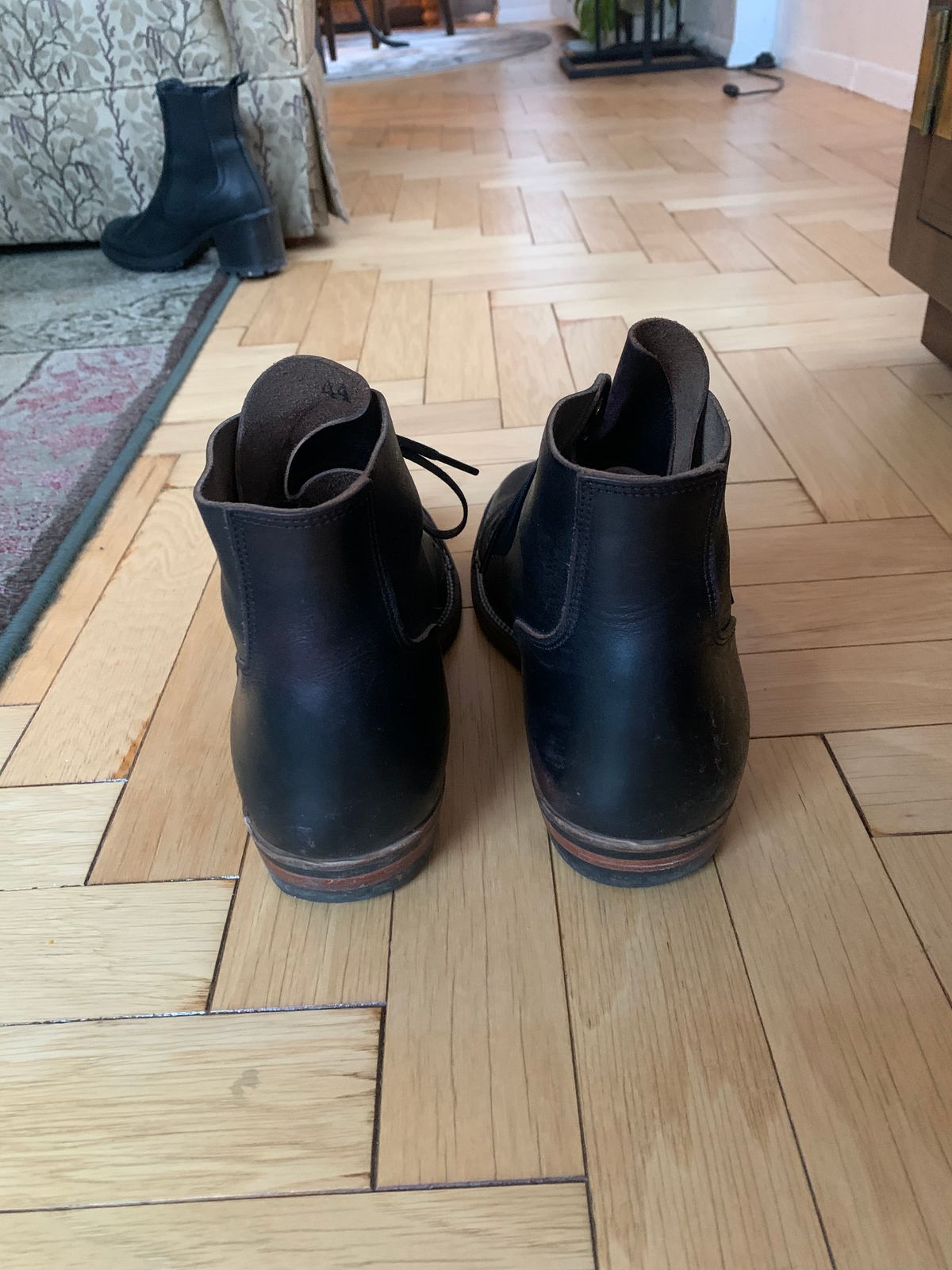 Photo by jarmul22 on March 5, 2023 of the XBXS Land Boots in Horween Black Chromexcel.