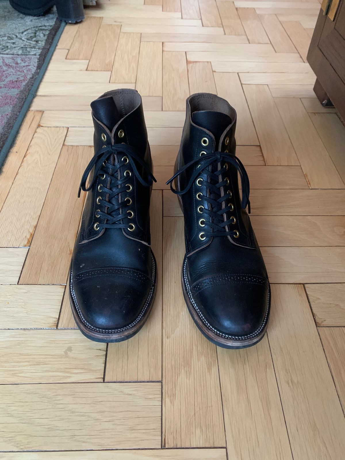 Photo by jarmul22 on March 5, 2023 of the XBXS Land Boots in Horween Black Chromexcel.