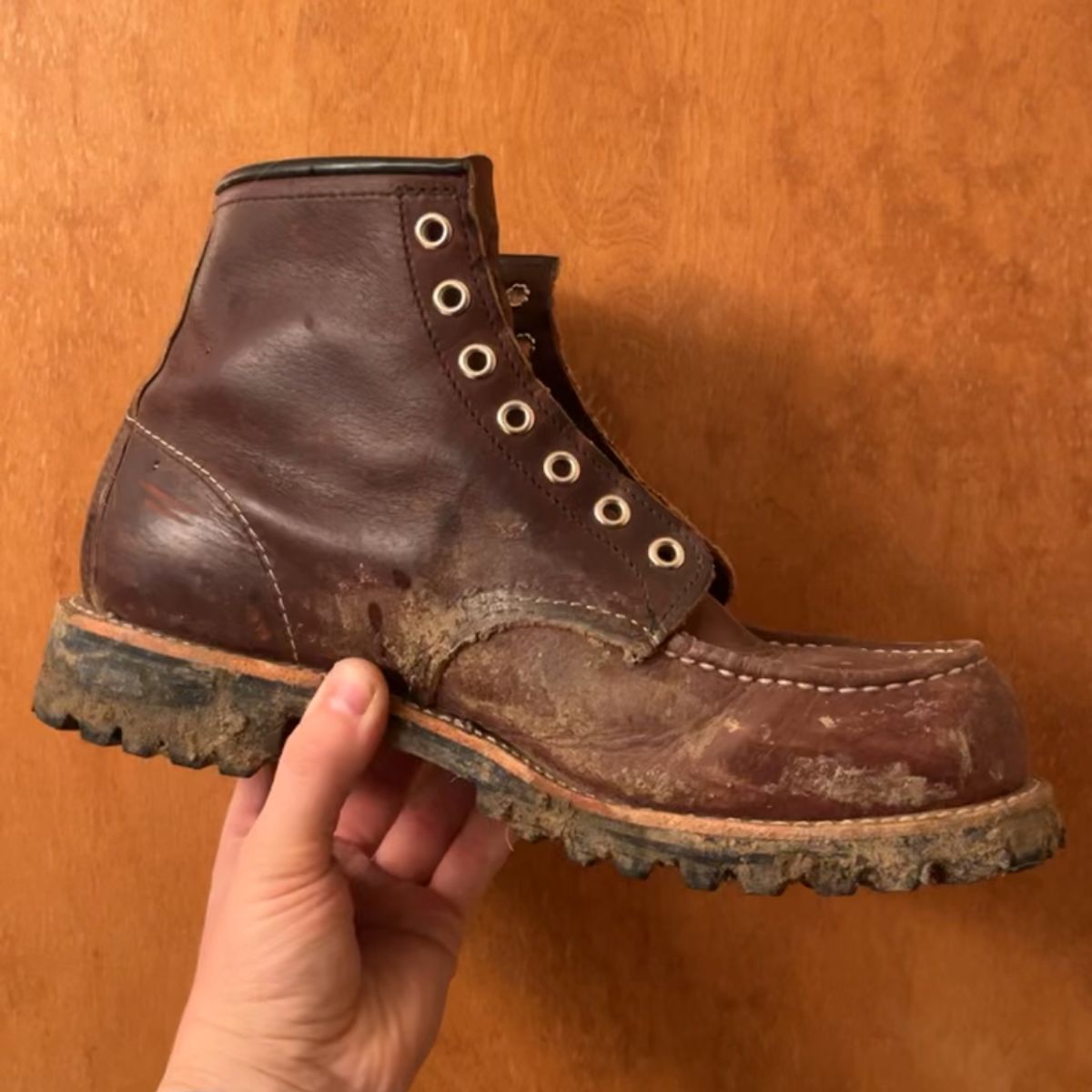 Photo by Spudanko on January 31, 2024 of the Red Wing Roughneck in S.B. Foot Briar Oil Slick.
