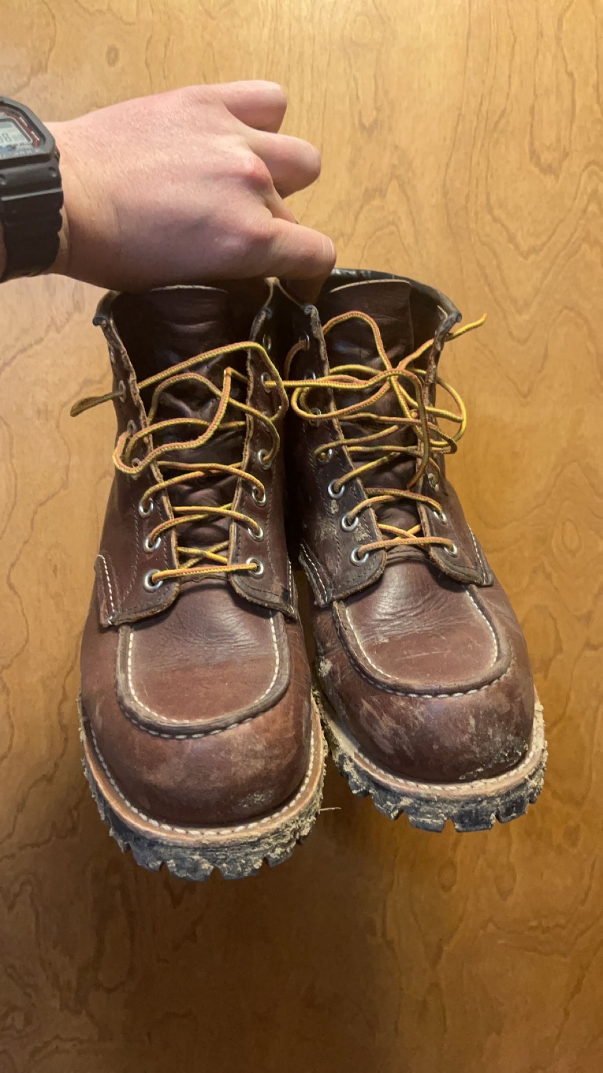 Photo by Spudanko on February 7, 2024 of the Red Wing Roughneck in S.B. Foot Briar Oil Slick.