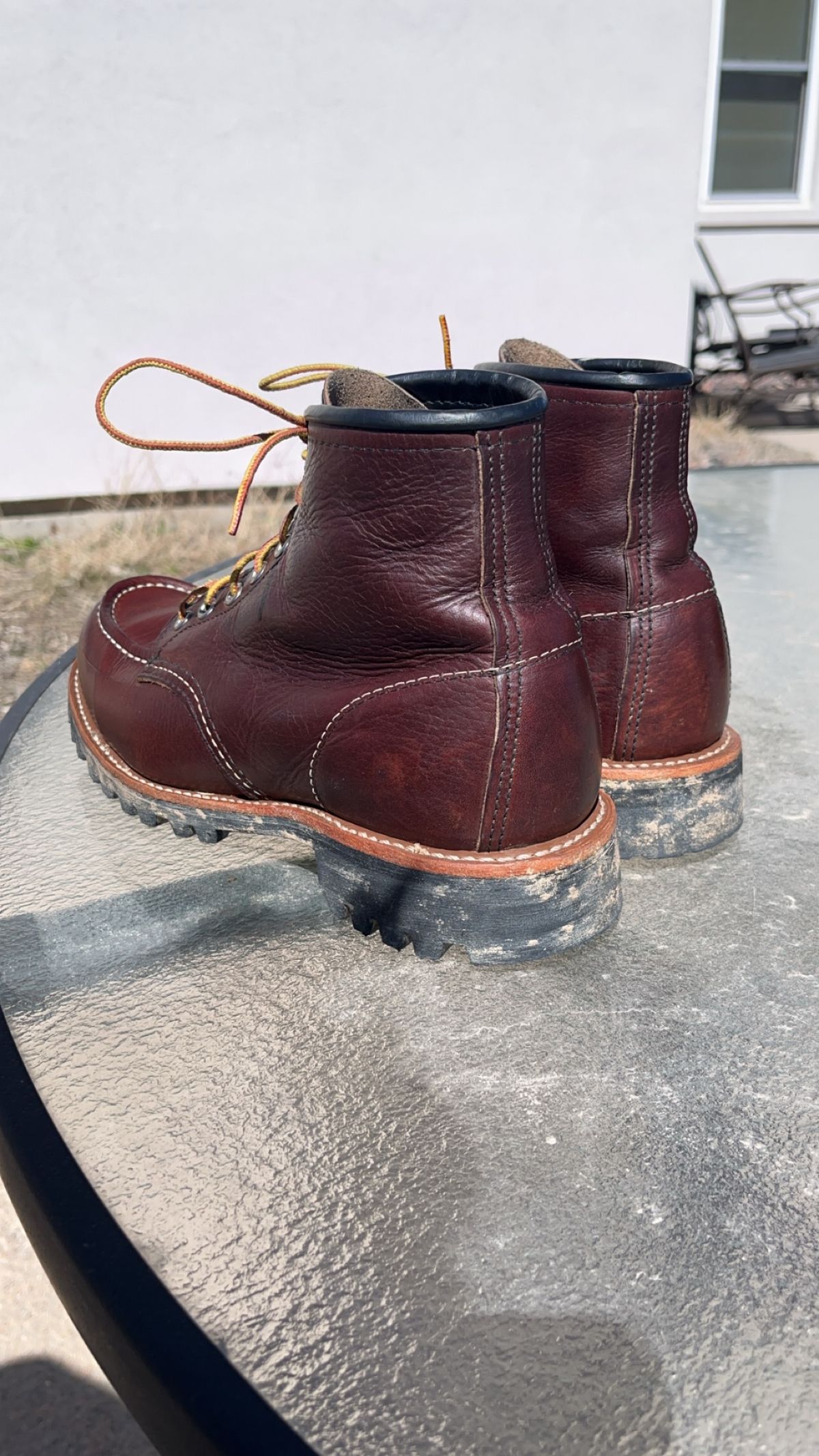 Photo by Spudanko on March 31, 2024 of the Red Wing Roughneck in S.B. Foot Briar Oil Slick.