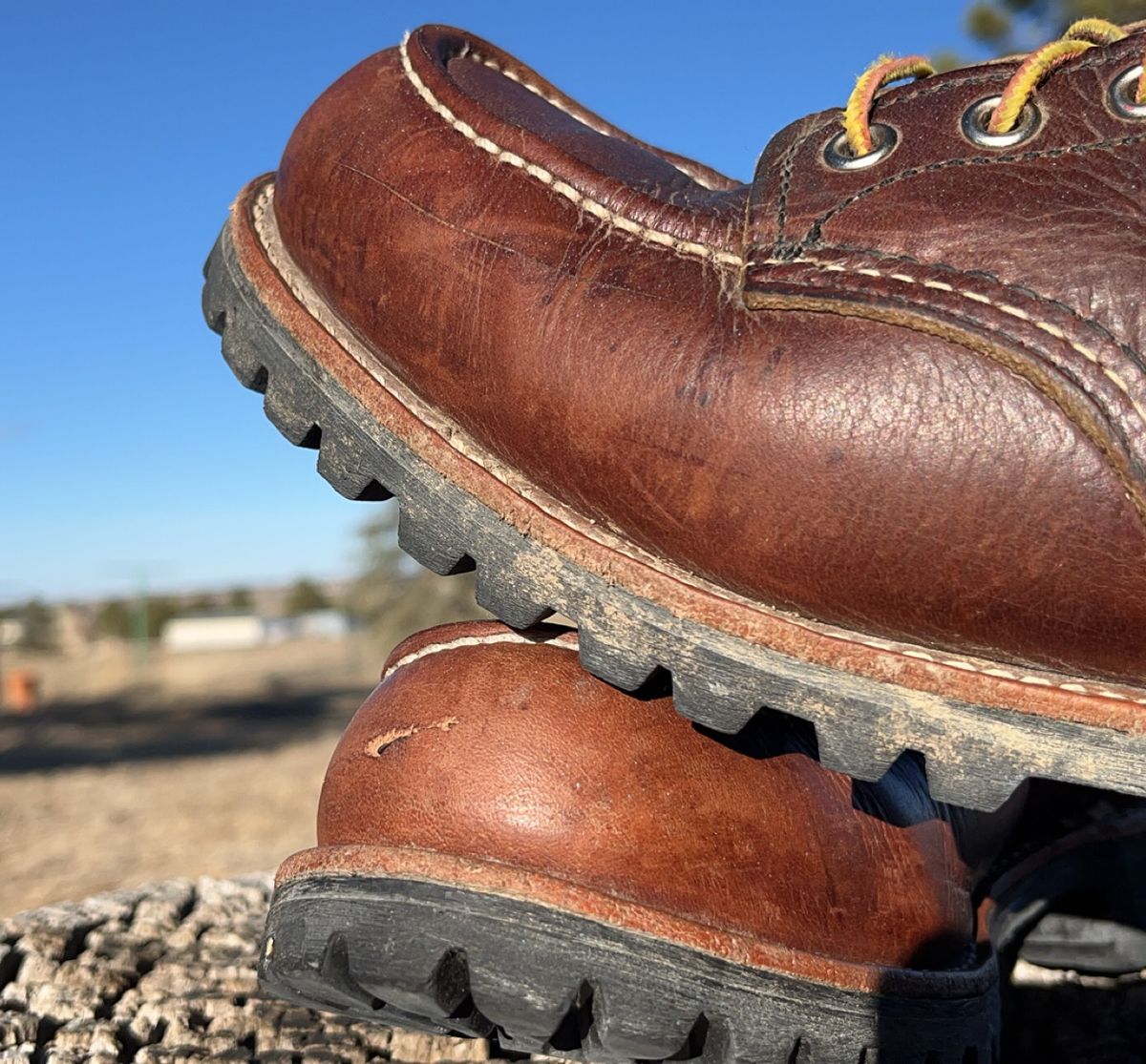 Photo by Spudanko on March 1, 2025 of the Red Wing Roughneck in S.B. Foot Briar Oil Slick.