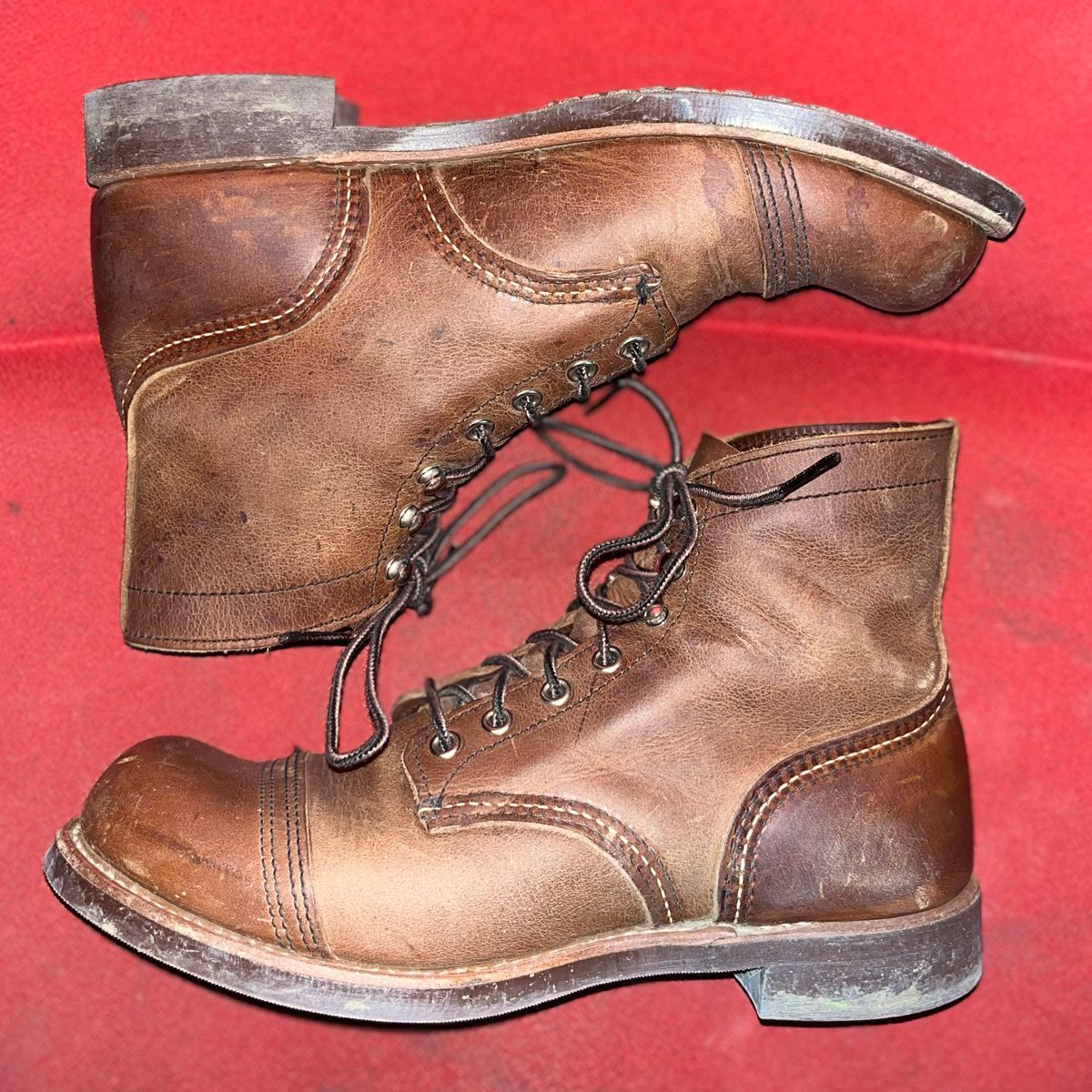 Photo by Spudanko on February 13, 2024 of the Red Wing Iron Ranger in S.B. Foot Copper Rough and Tough.