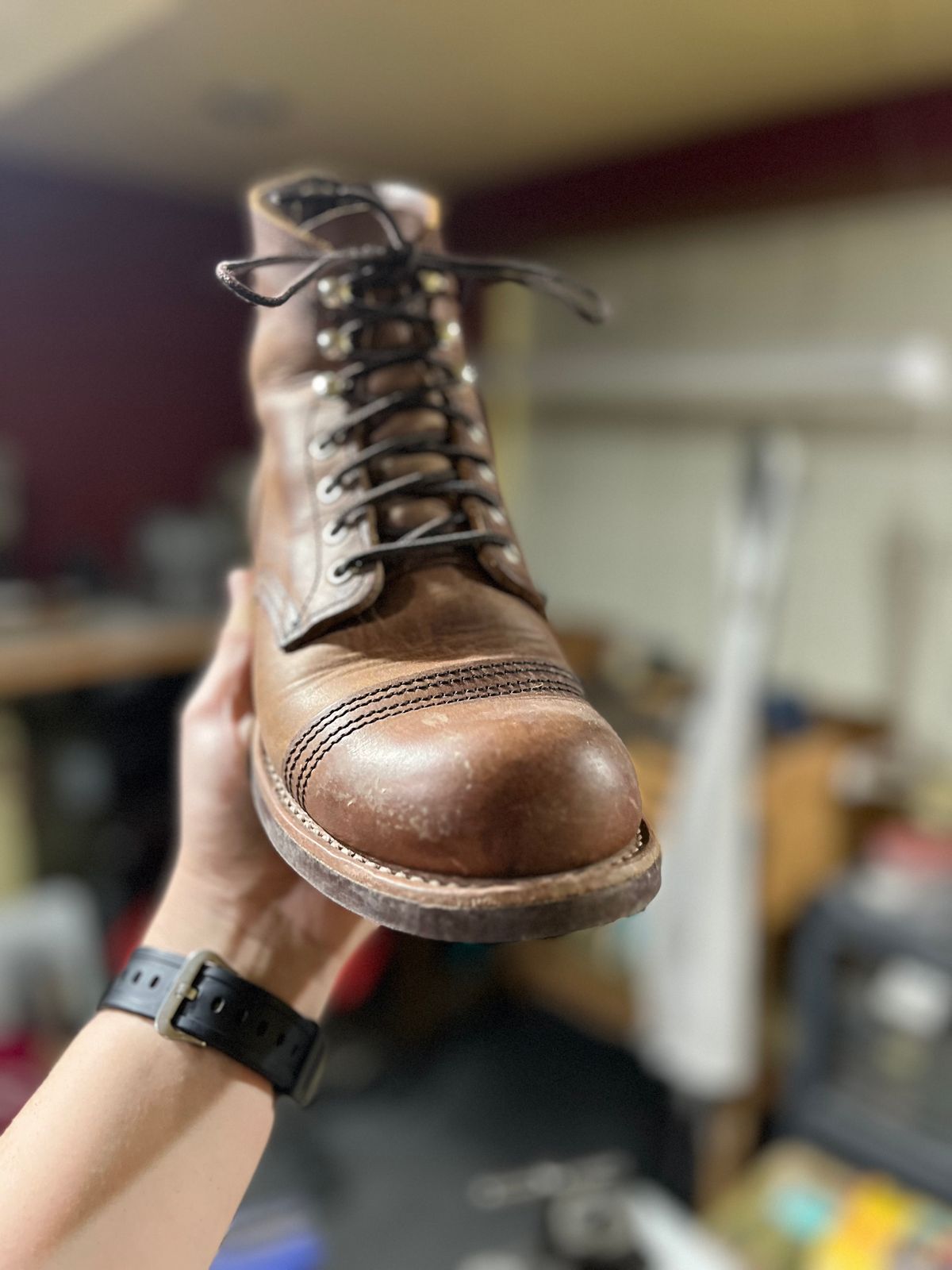 Photo by Spudanko on February 13, 2024 of the Red Wing Iron Ranger in S.B. Foot Copper Rough and Tough.