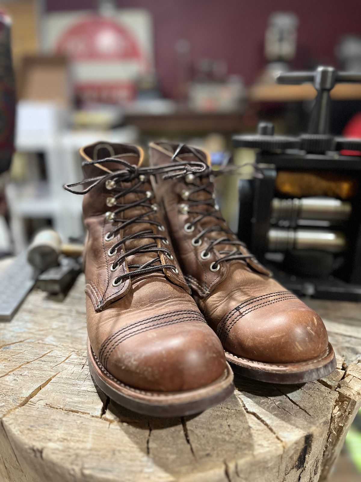 Photo by Spudanko on February 13, 2024 of the Red Wing Iron Ranger in S.B. Foot Copper Rough and Tough.