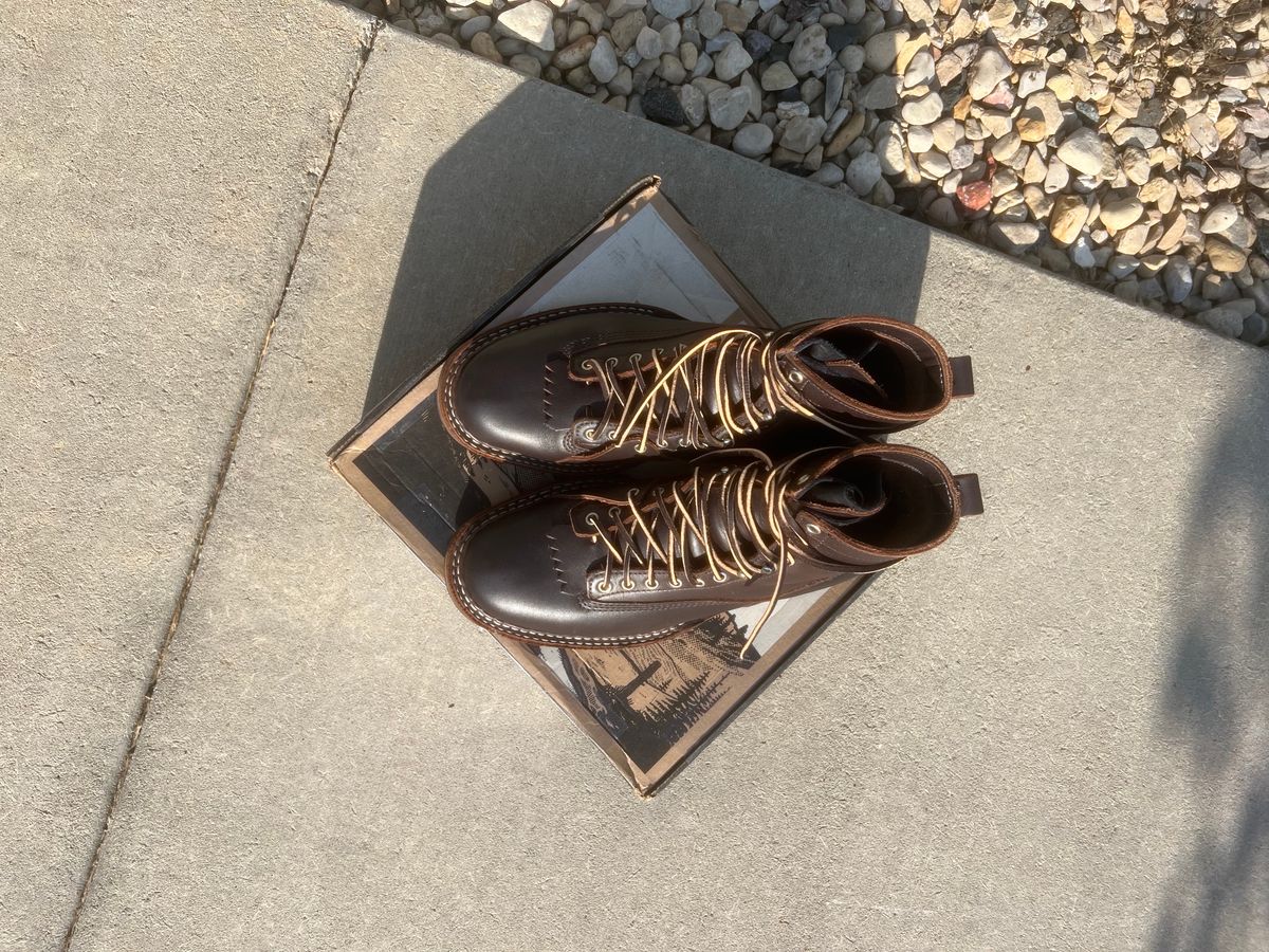 Photo by physicaltherapyboots on October 1, 2023 of the White's x Stitchdown Wallace LTT Boot in Seidel Brown Dress.