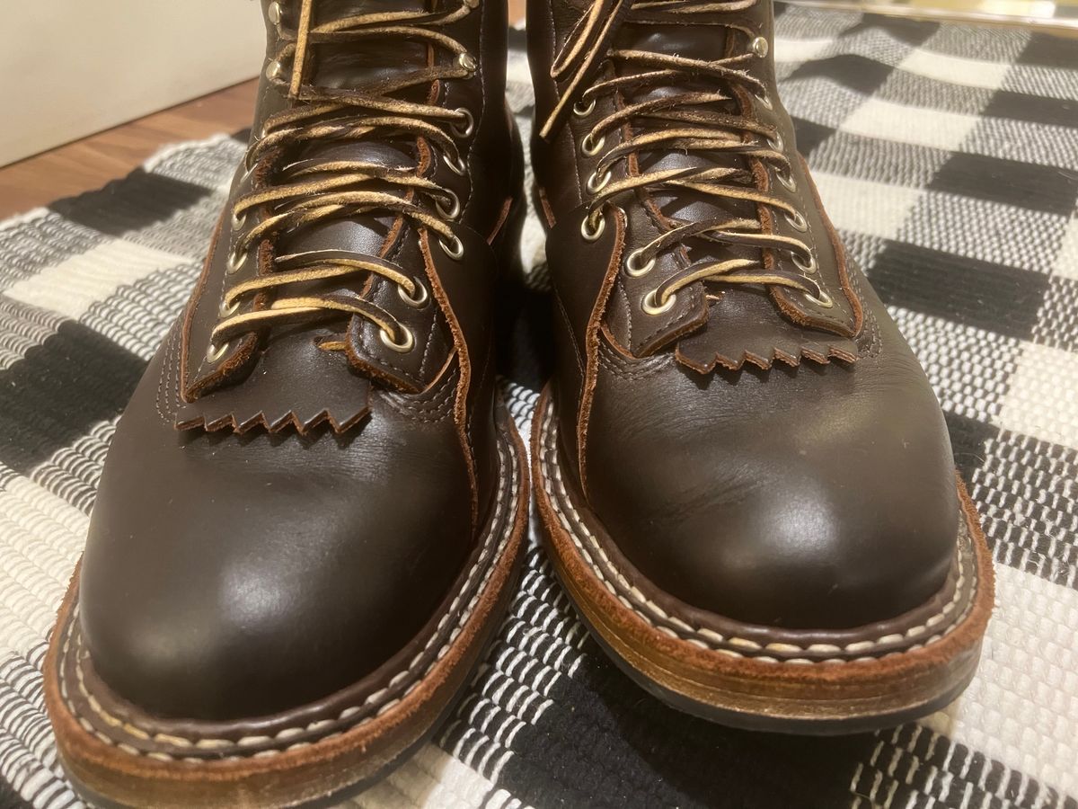 Photo by physicaltherapyboots on November 9, 2023 of the White's x Stitchdown Wallace LTT Boot in Seidel Brown Dress.